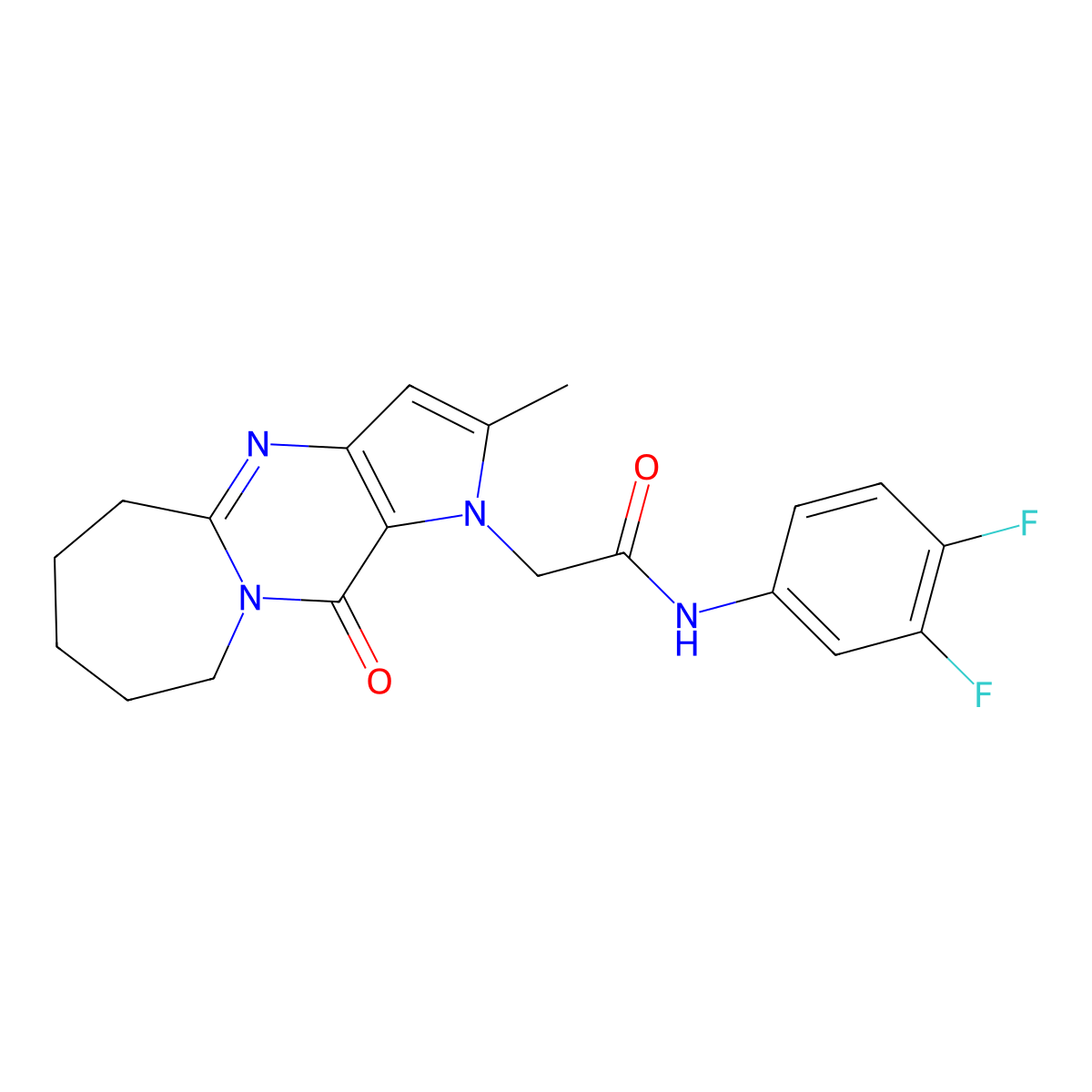 N-(3,4-difluorophenyl)-2-(2-methyl-11-oxo-5,6,7,8,9,11-hexahydro-1H-pyrrolo[3',2':4,5]pyrimido[1,2-a]azepin-1-yl)acetamide molecular structure, CAS 1775456-43-3