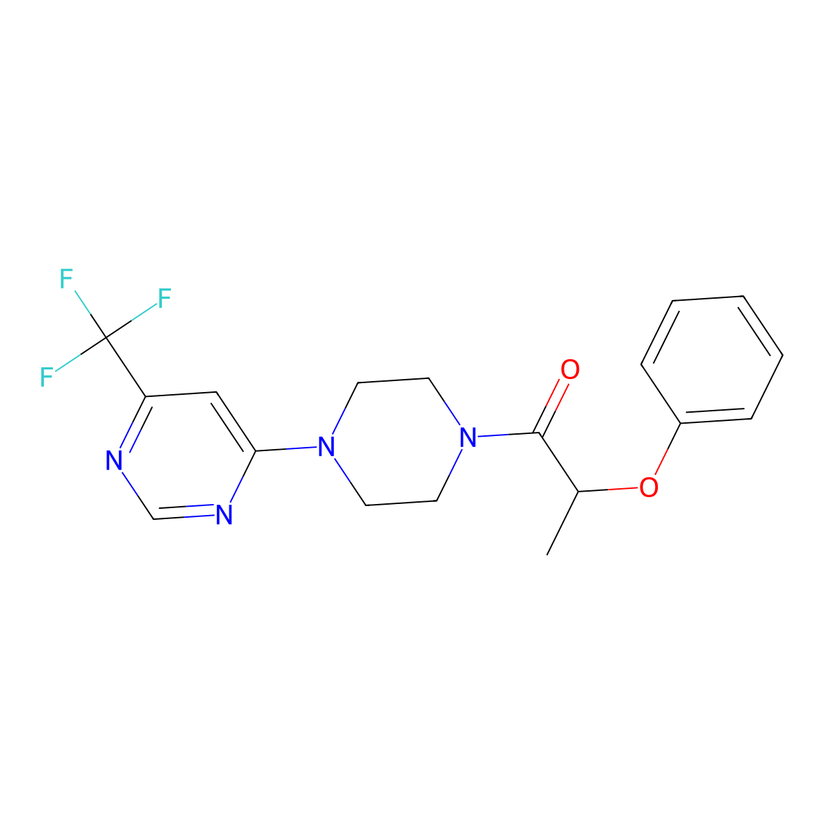 2-Phenoxy-1-{4-[6-(trifluoromethyl)pyrimidin-4-YL]piperazin-1-YL}propan-1-one molecular structure, CAS 1775456-74-0
