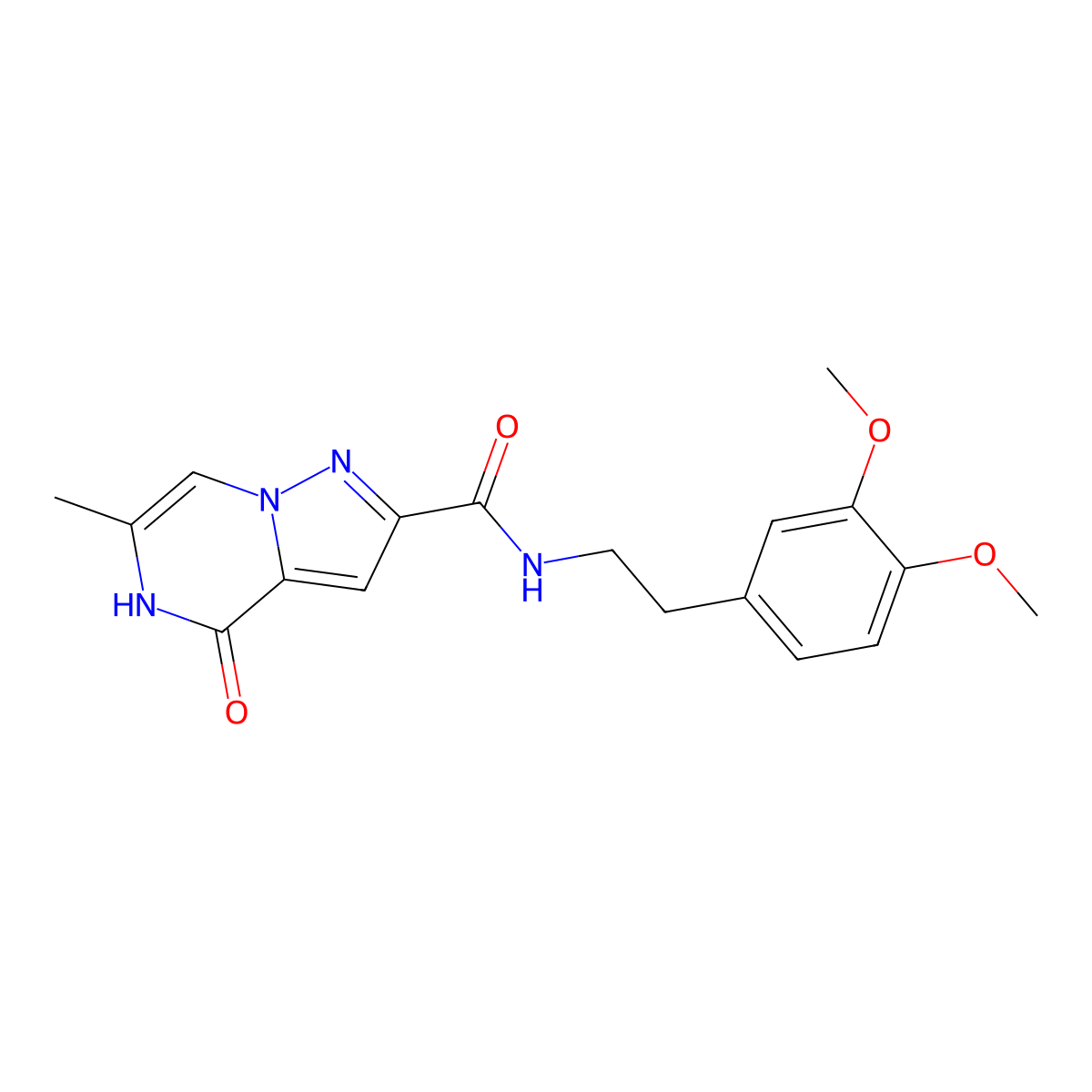 N-[2-(3,4-Dimethoxyphenyl)ethyl]-6-methyl-4-oxo-4H,5H-pyrazolo[1,5-A]pyrazine-2-carboxamide molecular structure, CAS 1775456-93-3