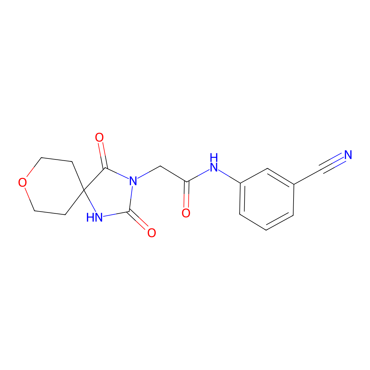 N-(3-cyanophenyl)-2-(2,4-dioxo-8-oxa-1,3-diazaspiro[4.5]dec-3-yl)acetamide molecular structure, CAS 1775457-21-0