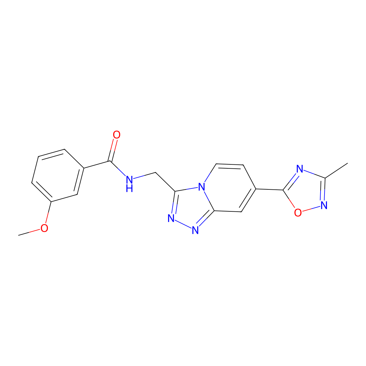 3-Methoxy-N-{[7-(3-methyl-1,2,4-oxadiazol-5-YL)-[1,2,4]triazolo[4,3-A]pyridin-3-YL]methyl}benzamide molecular structure, CAS 1775457-37-8