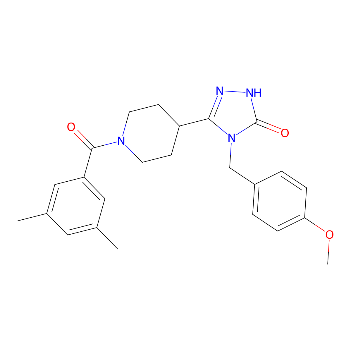 5-[1-(3,5-dimethylbenzoyl)piperidin-4-yl]-4-(4-methoxybenzyl)-2,4-dihydro-3H-1,2,4-triazol-3-one molecular structure, CAS 1775458-03-1
