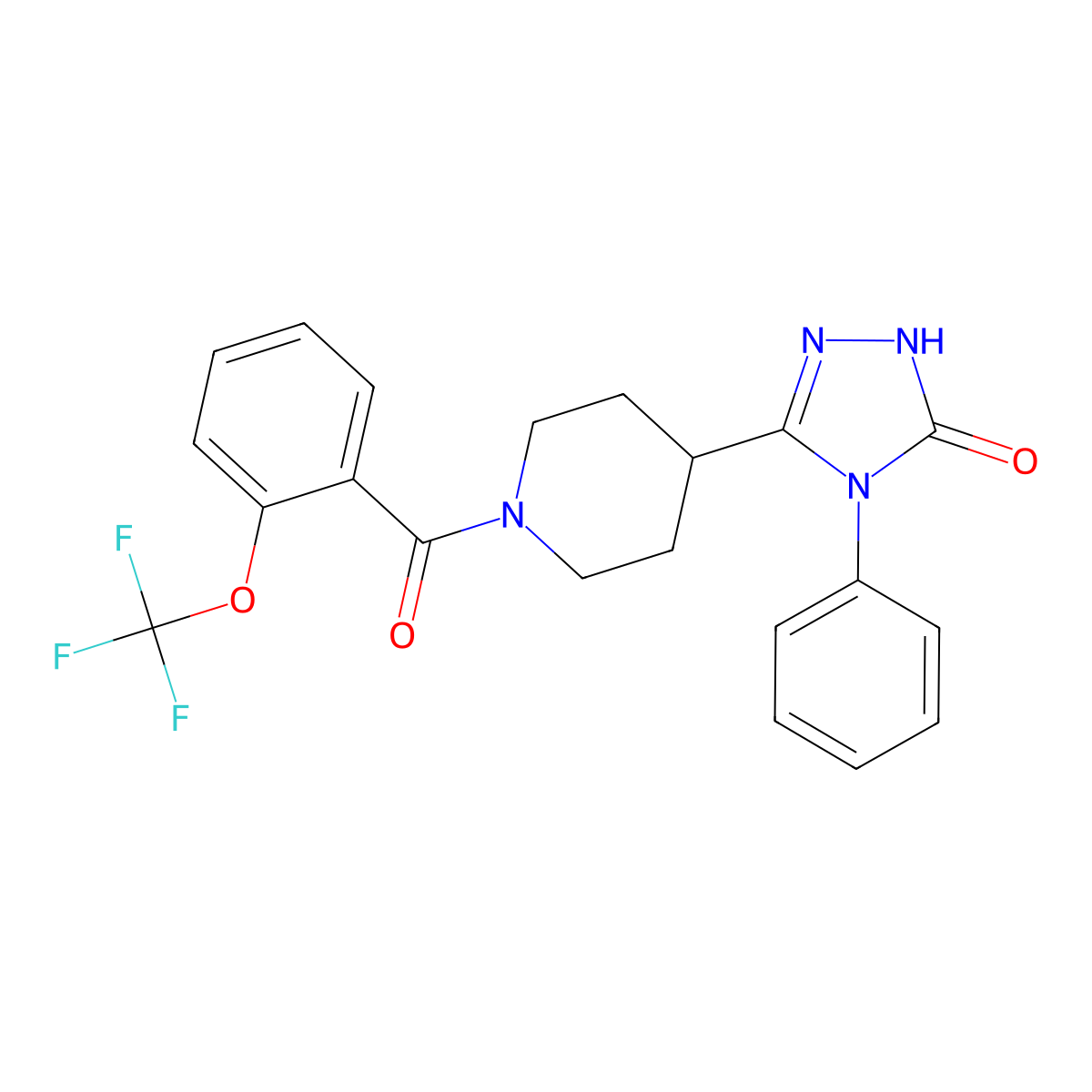 4-phenyl-5-{1-[2-(trifluoromethoxy)benzoyl]piperidin-4-yl}-2,4-dihydro-3H-1,2,4-triazol-3-one molecular structure, CAS 1775458-57-5