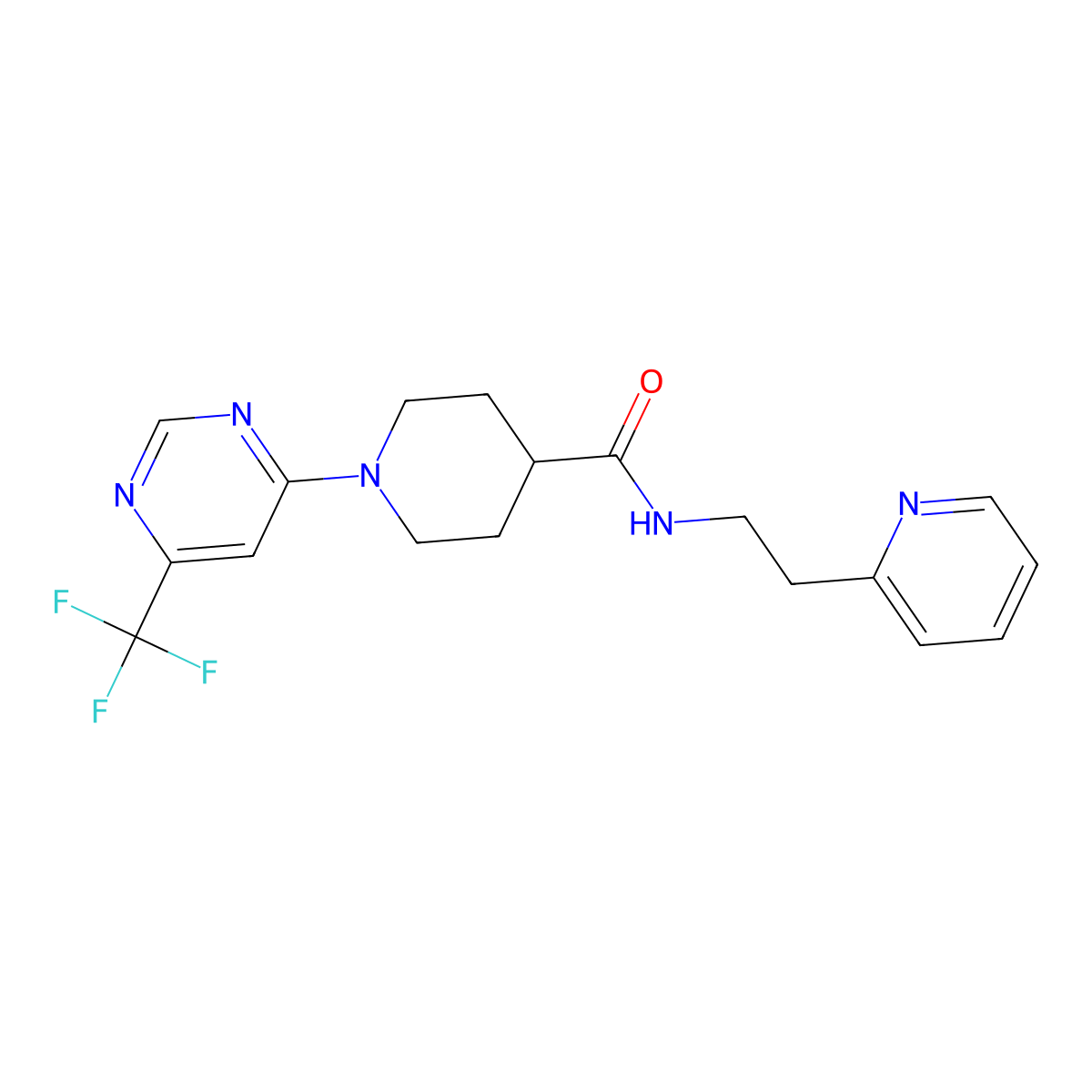 N-(2-pyridin-2-ylethyl)-1-[6-(trifluoromethyl)pyrimidin-4-yl]piperidine-4-carboxamide molecular structure, CAS 1775461-00-1