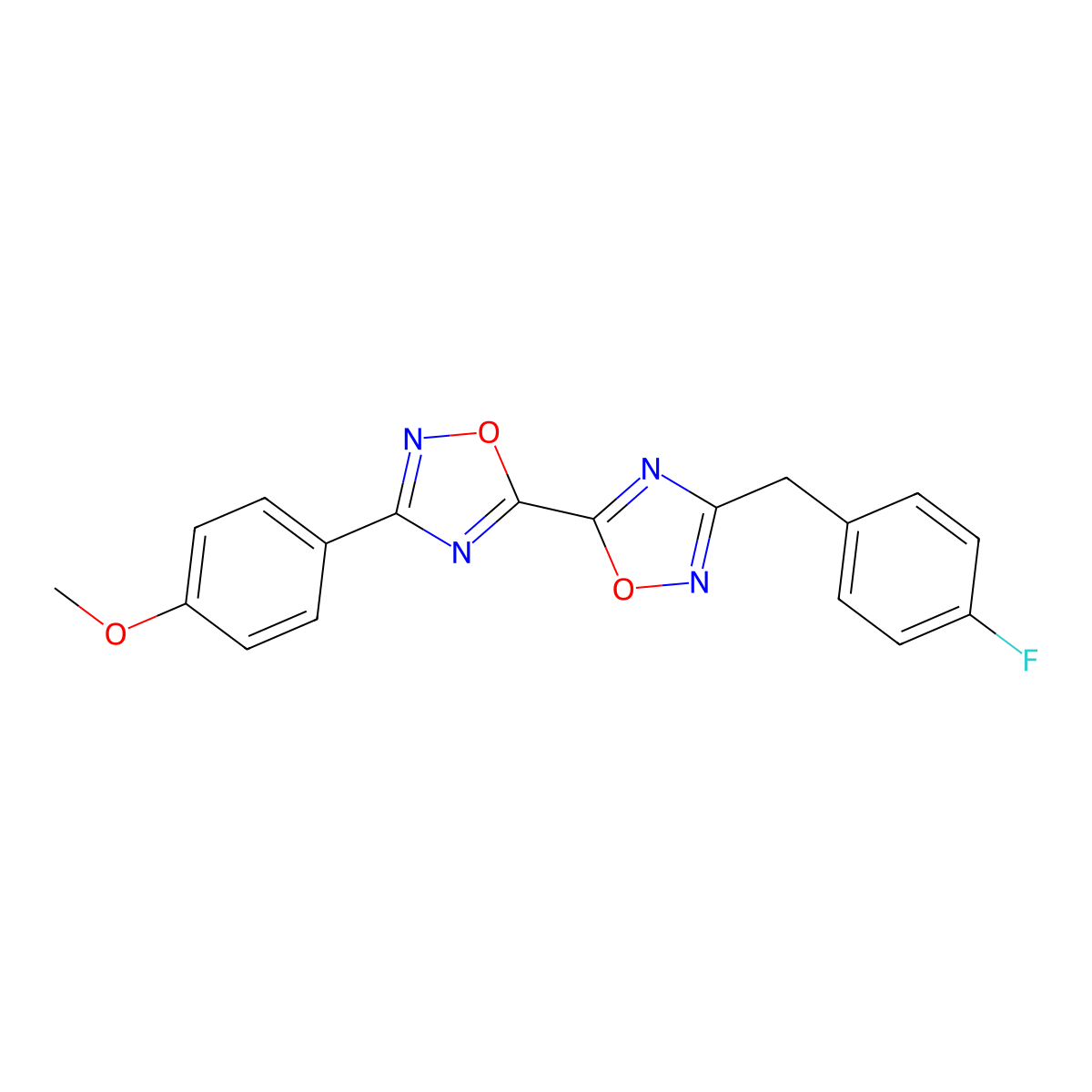 3-(4-Fluorobenzyl)-3'-(4-methoxyphenyl)-5,5'-bi-1,2,4-oxadiazole molecular structure, CAS 1775462-10-6