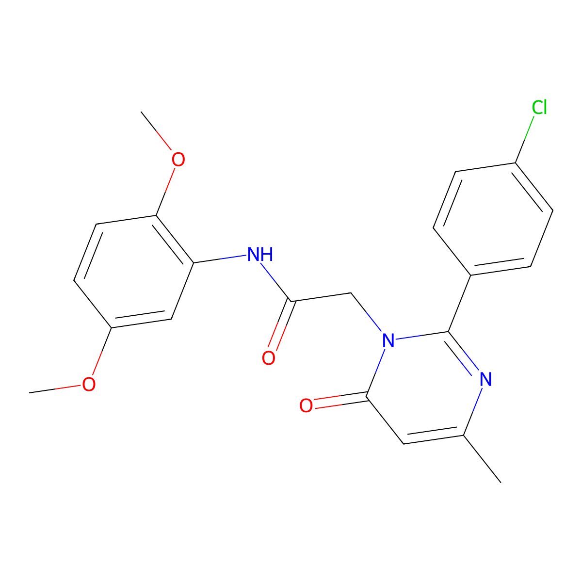 2-[2-(4-Chlorophenyl)-4-methyl-6-oxo-1,6-dihydropyrimidin-1-YL]-N-(2,5-dimethoxyphenyl)acetamide molecular structure, CAS 1775463-22-3