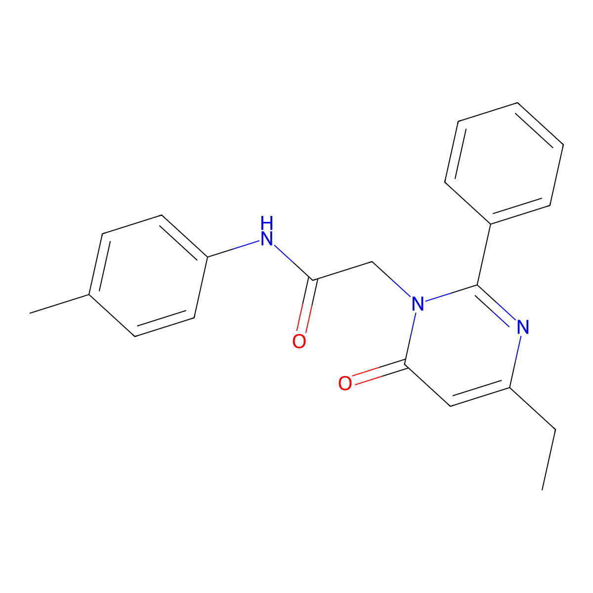 2-(4-Ethyl-6-oxo-2-phenyl-1,6-dihydropyrimidin-1-YL)-N-(4-methylphenyl)acetamide molecular structure, CAS 1775463-95-0
