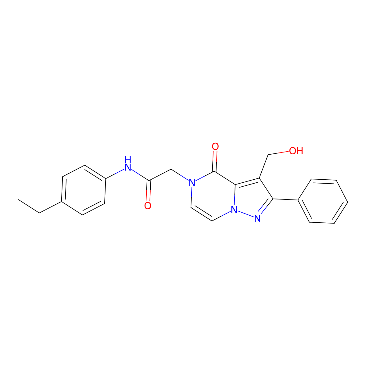 N-(4-Ethylphenyl)-2-[3-(hydroxymethyl)-4-oxo-2-phenyl-4H,5H-pyrazolo[1,5-A]pyrazin-5-YL]acetamide molecular structure, CAS 1775464-21-5