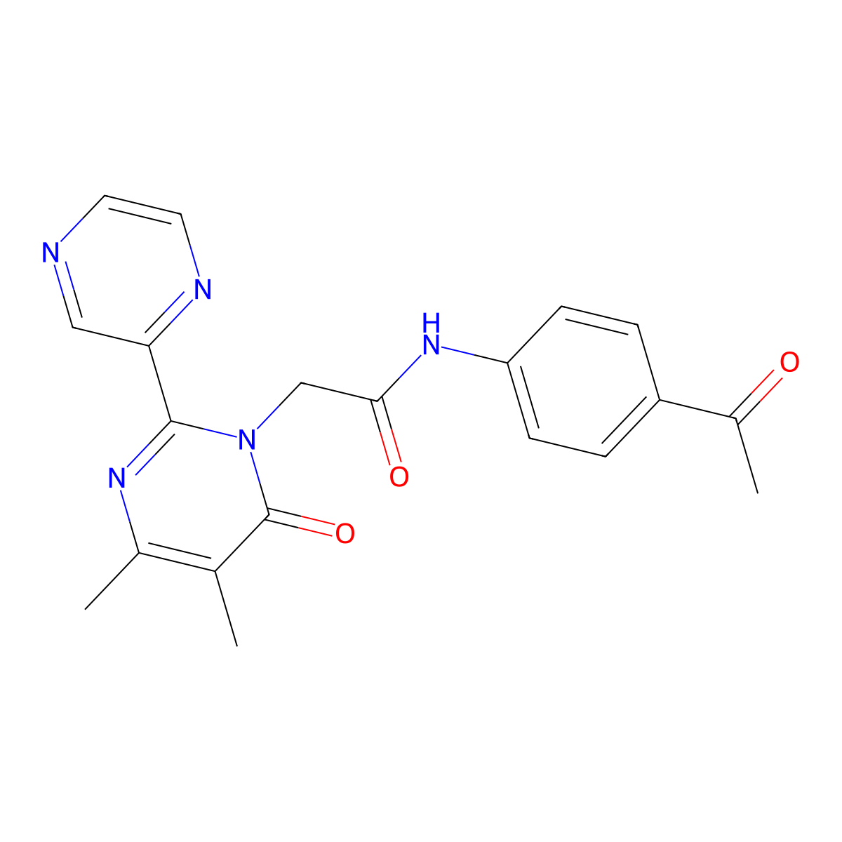 N-(4-Acetylphenyl)-2-[4,5-dimethyl-6-oxo-2-(pyrazin-2-YL)-1,6-dihydropyrimidin-1-YL]acetamide molecular structure, CAS 1775464-28-2