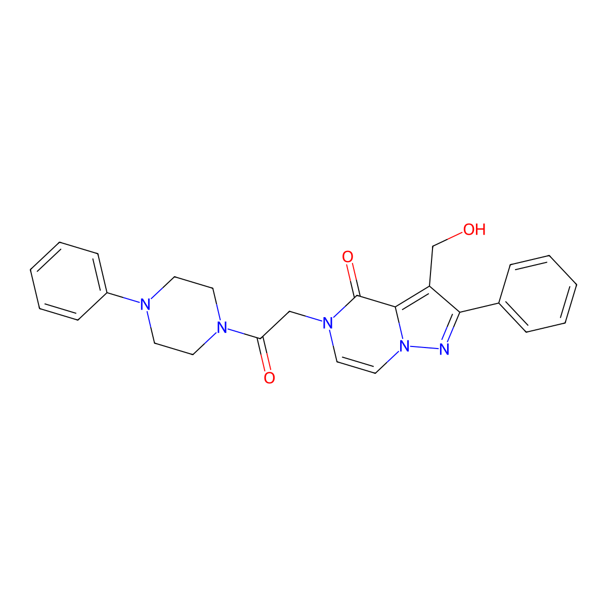 3-(Hydroxymethyl)-5-[2-oxo-2-(4-phenylpiperazin-1-YL)ethyl]-2-phenyl-4H,5H-pyrazolo[1,5-A]pyrazin-4-one molecular structure, CAS 1775464-29-3