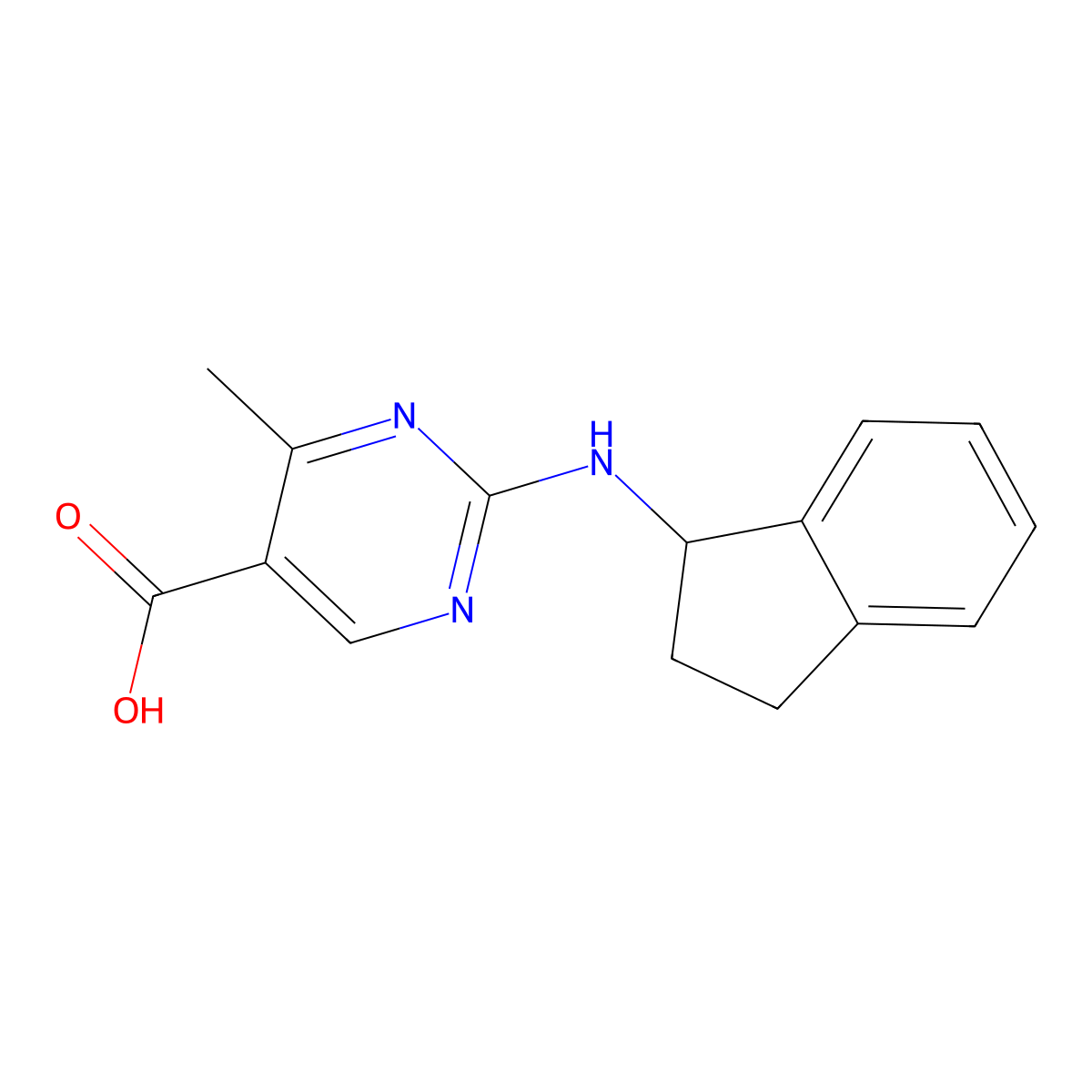 2-[(2,3-dihydro-1H-inden-1-yl)amino]-4-methylpyrimidine-5-carboxylic acid molecular structure, CAS 1775464-32-8