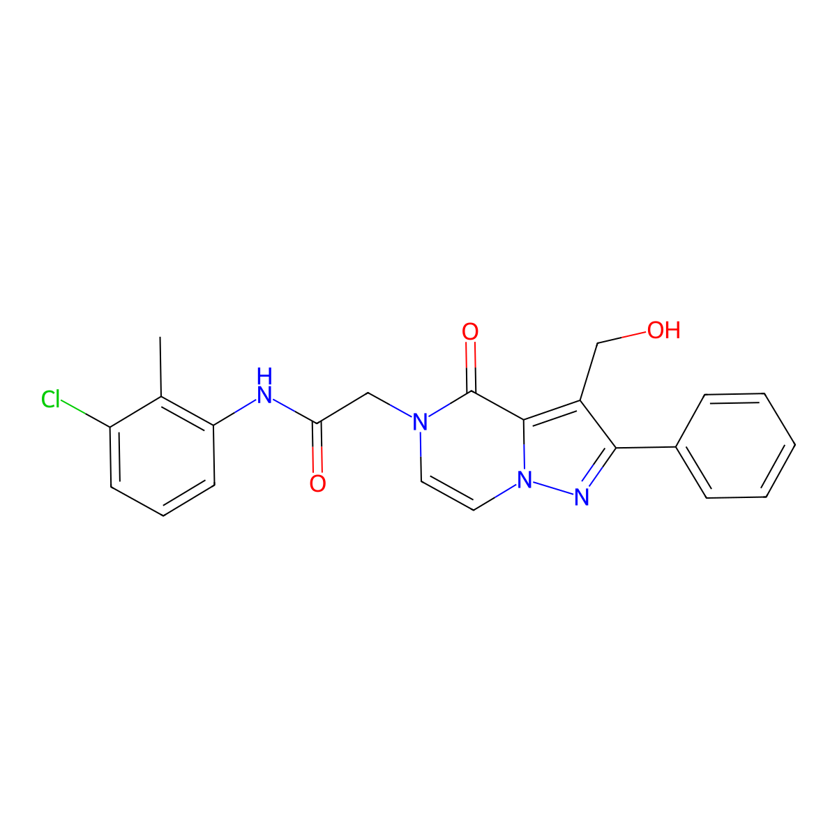 N-(3-Chloro-2-methylphenyl)-2-[3-(hydroxymethyl)-4-oxo-2-phenyl-4H,5H-pyrazolo[1,5-A]pyrazin-5-YL]acetamide molecular structure, CAS 1775464-41-9
