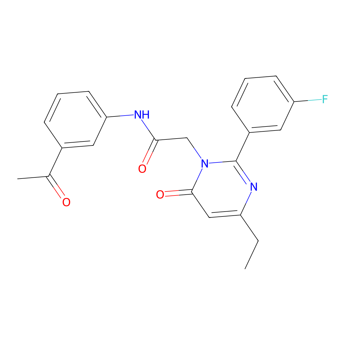 N-(3-Acetylphenyl)-2-[4-ethyl-2-(3-fluorophenyl)-6-oxo-1,6-dihydropyrimidin-1-YL]acetamide molecular structure, CAS 1775464-58-8