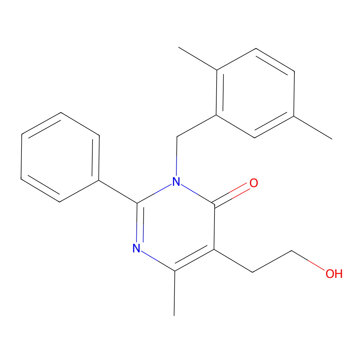 3-(2,5-dimethylbenzyl)-5-(2-hydroxyethyl)-6-methyl-2-phenylpyrimidin-4(3H)-one molecular structure, CAS 1775465-18-3