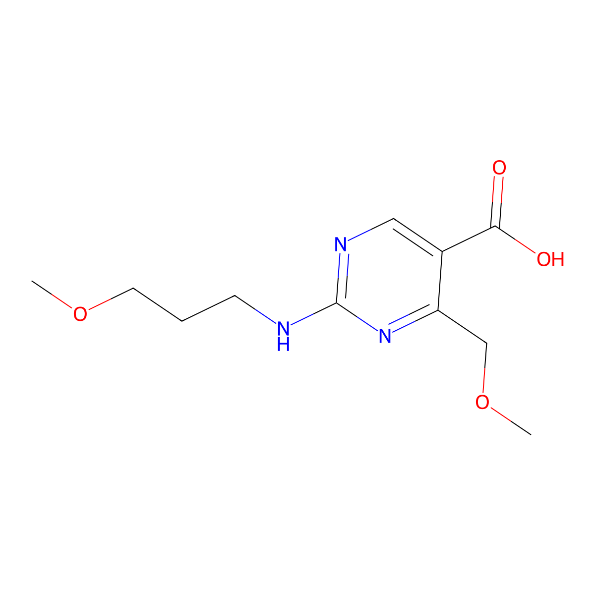 4-(Methoxymethyl)-2-[(3-methoxypropyl)amino]pyrimidine-5-carboxylic acid molecular structure, CAS 1775466-24-4