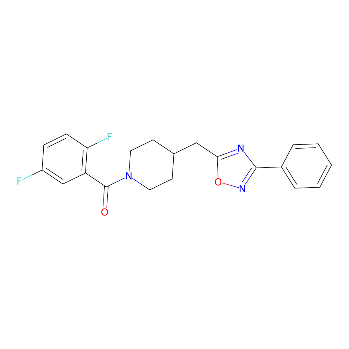 1-(2,5-Difluorobenzoyl)-4-[(3-phenyl-1,2,4-oxadiazol-5-yl)methyl]piperidine molecular structure, CAS 1775467-13-4