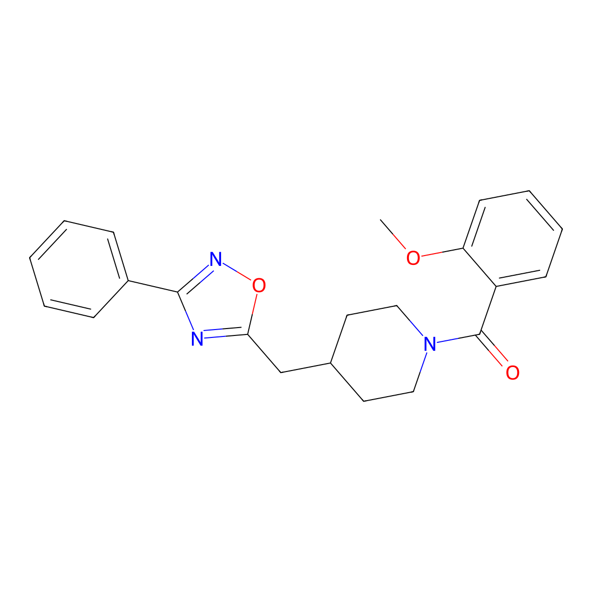 1-(2-Methoxybenzoyl)-4-[(3-phenyl-1,2,4-oxadiazol-5-yl)methyl]piperidine molecular structure, CAS 1775467-23-6