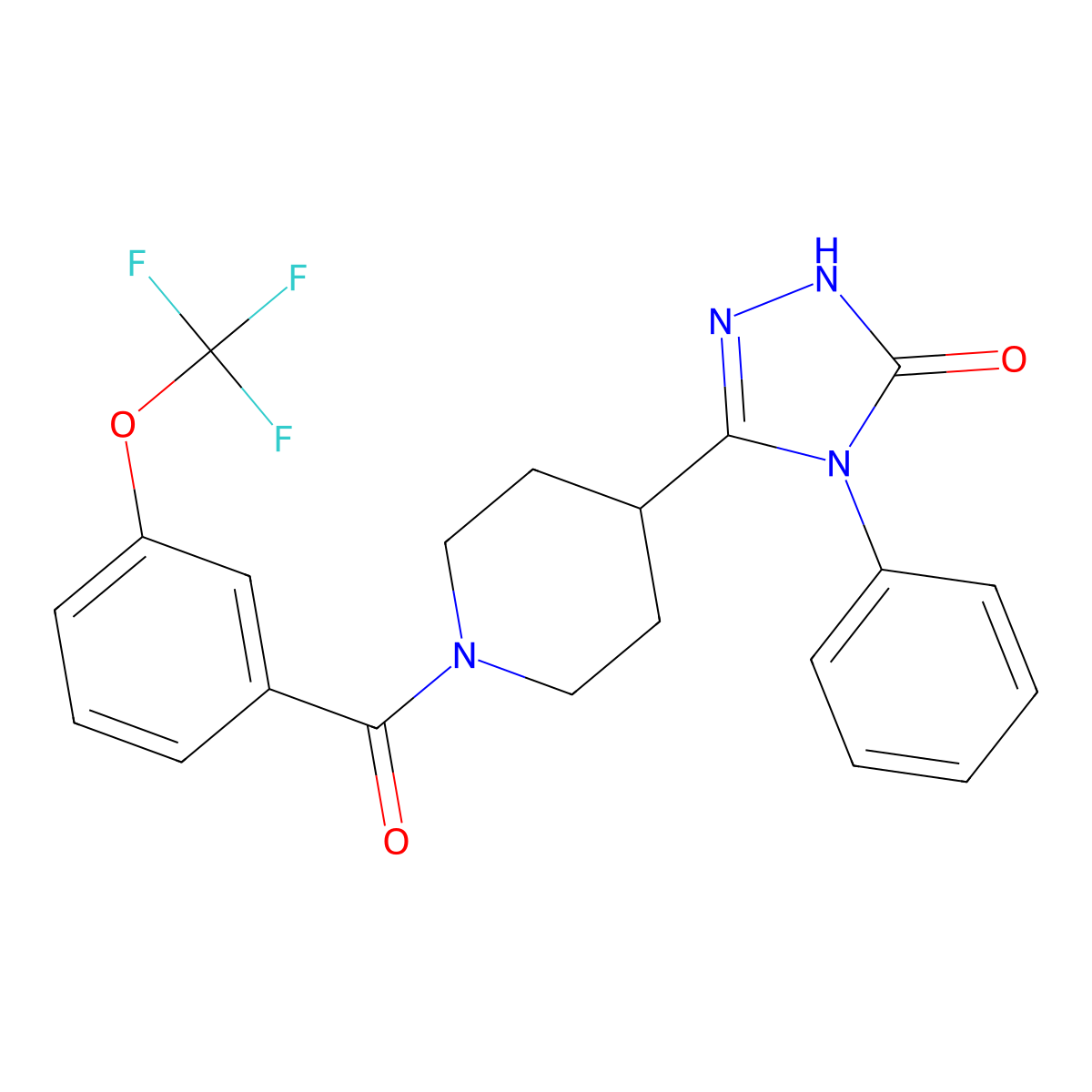 4-phenyl-5-{1-[3-(trifluoromethoxy)benzoyl]piperidin-4-yl}-2,4-dihydro-3H-1,2,4-triazol-3-one molecular structure, CAS 1775467-92-9