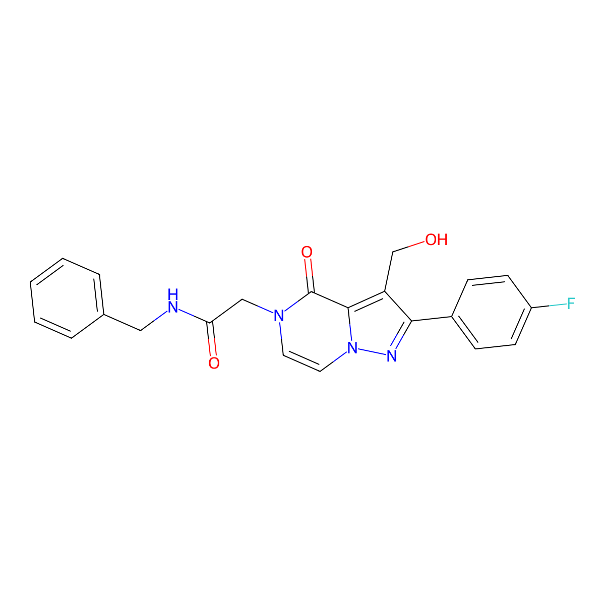 N-Benzyl-2-[2-(4-fluorophenyl)-3-(hydroxymethyl)-4-oxo-4H,5H-pyrazolo[1,5-A]pyrazin-5-YL]acetamide molecular structure, CAS 1775469-08-3