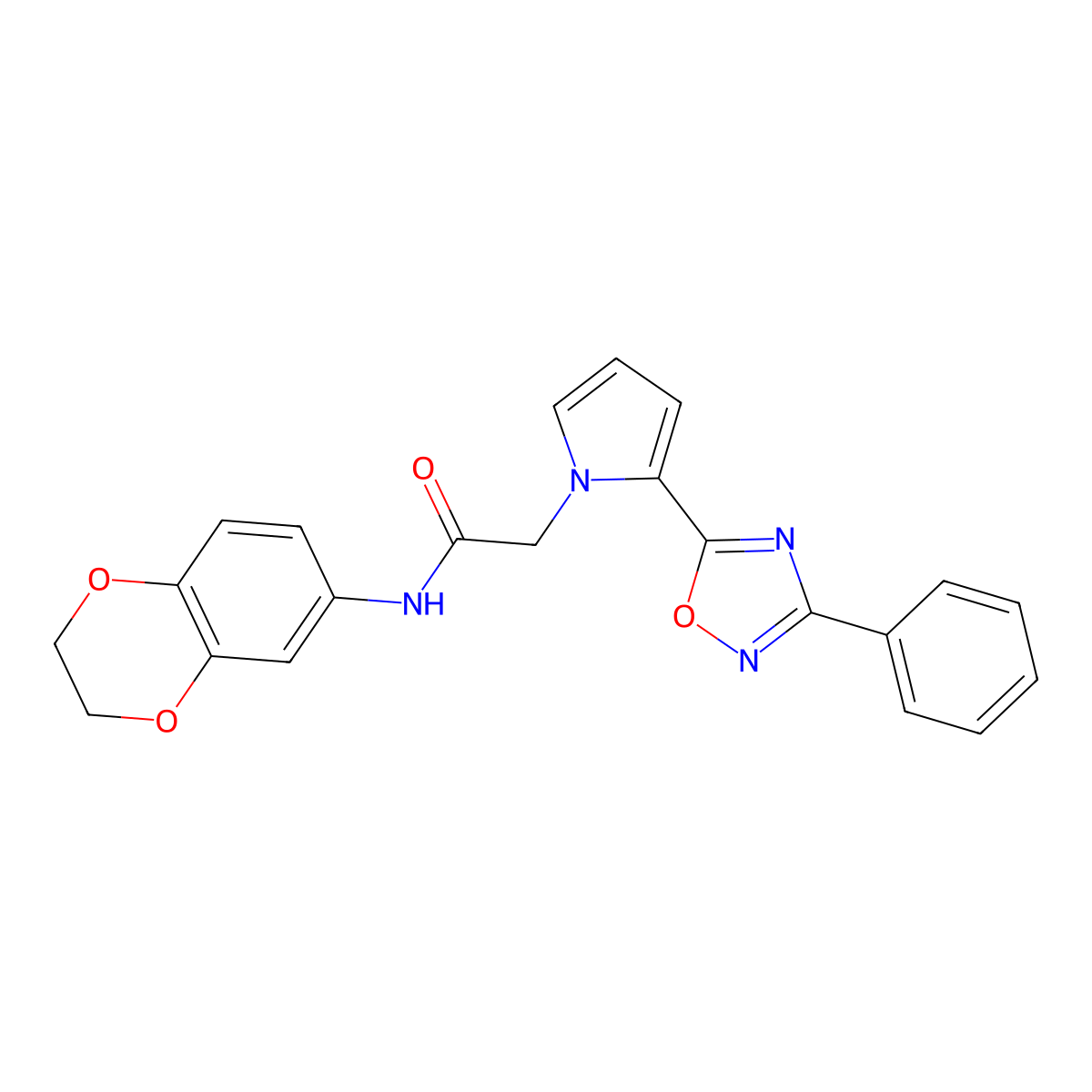 N-(2,3-dihydro-1,4-benzodioxin-6-yl)-2-[2-(3-phenyl-1,2,4-oxadiazol-5-yl)-1H-pyrrol-1-yl]acetamide molecular structure, CAS 1775470-61-5