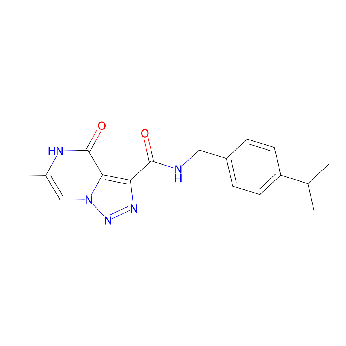 N-(4-isopropylbenzyl)-6-methyl-4-oxo-4,5-dihydro[1,2,3]triazolo[1,5-a]pyrazine-3-carboxamide molecular structure, CAS 1775471-23-2