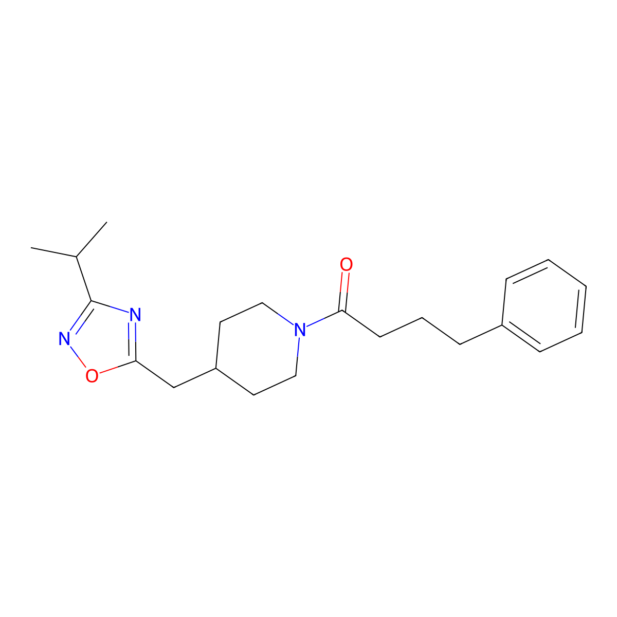 4-[(3-Isopropyl-1,2,4-oxadiazol-5-yl)methyl]-1-(4-phenylbutanoyl)piperidine molecular structure, CAS 1775471-53-8