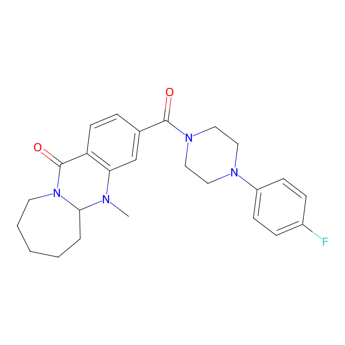 3-{[4-(4-fluorophenyl)piperazin-1-yl]carbonyl}-5-methyl-5a,6,7,8,9,10-hexahydroazepino[2,1-b]quinazolin-12(5H)-one molecular structure, CAS 1775471-99-2