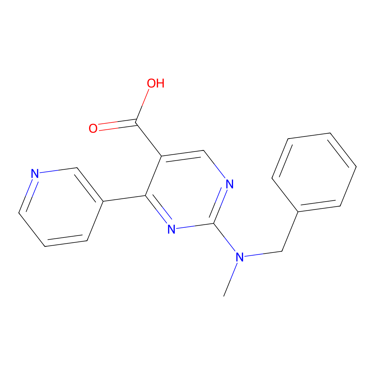 2-[Benzyl(methyl)amino]-4-(pyridin-3-yl)pyrimidine-5-carboxylic acid molecular structure, CAS 1775474-51-5