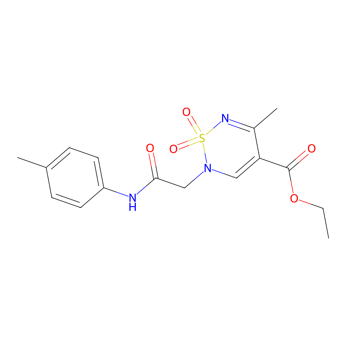 ethyl 5-methyl-2-{[(4-methylphenyl)carbamoyl]methyl}-1,1-dioxo-2H-1lambda6,2,6-thiadiazine-4-carboxylate molecular structure, CAS 1775476-01-1