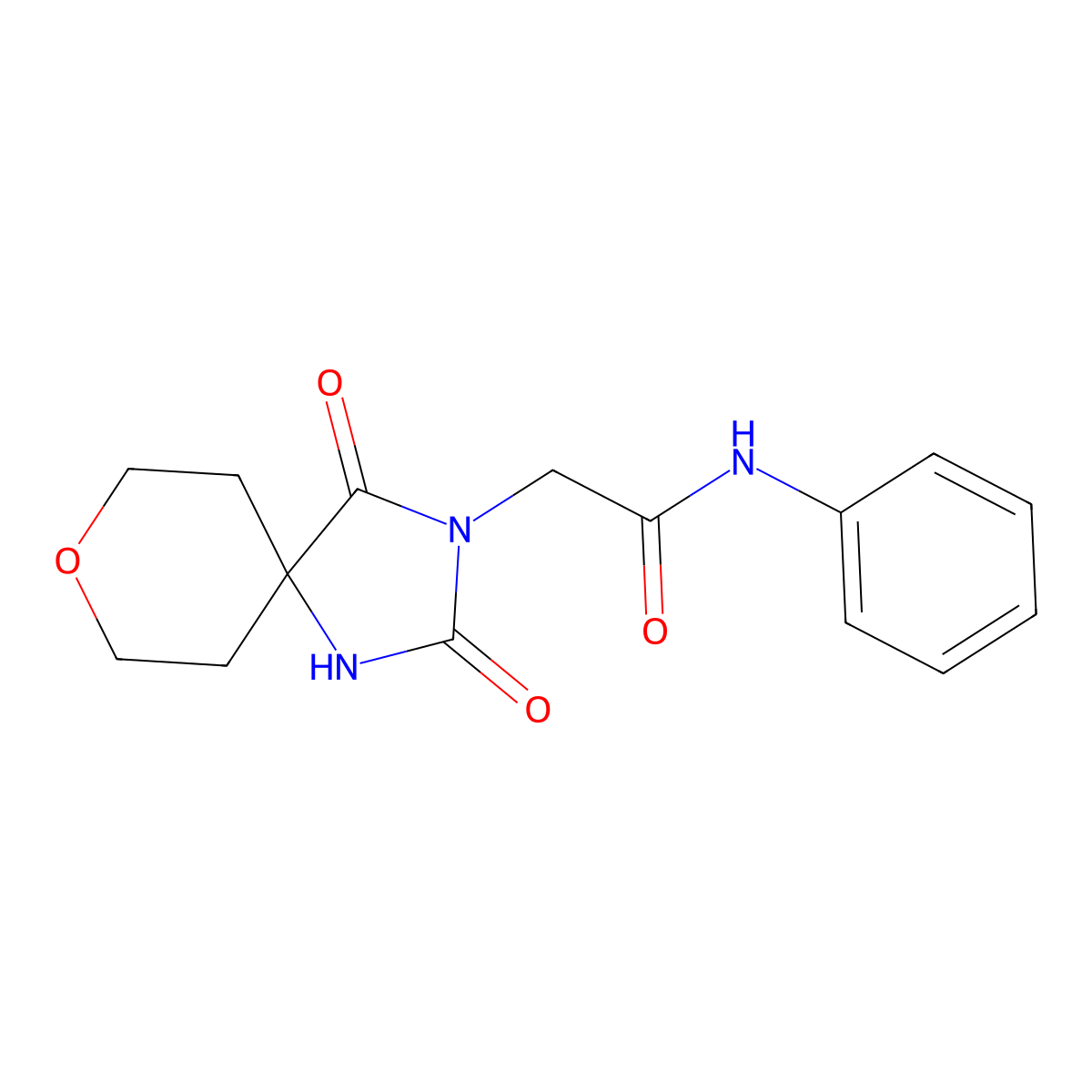 2-(2,4-dioxo-8-oxa-1,3-diazaspiro[4.5]dec-3-yl)-N-phenylacetamide molecular structure, CAS 1775476-49-7
