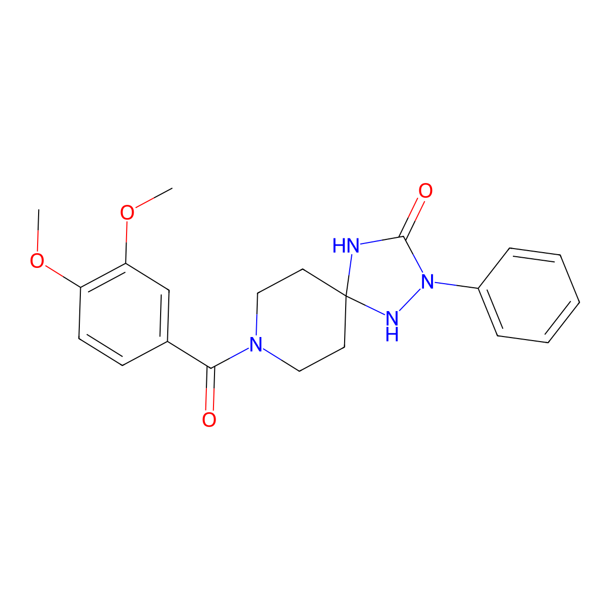 8-(3,4-Dimethoxybenzoyl)-2-phenyl-1,2,4,8-tetraazaspiro[4.5]decan-3-one molecular structure, CAS 1775477-96-7