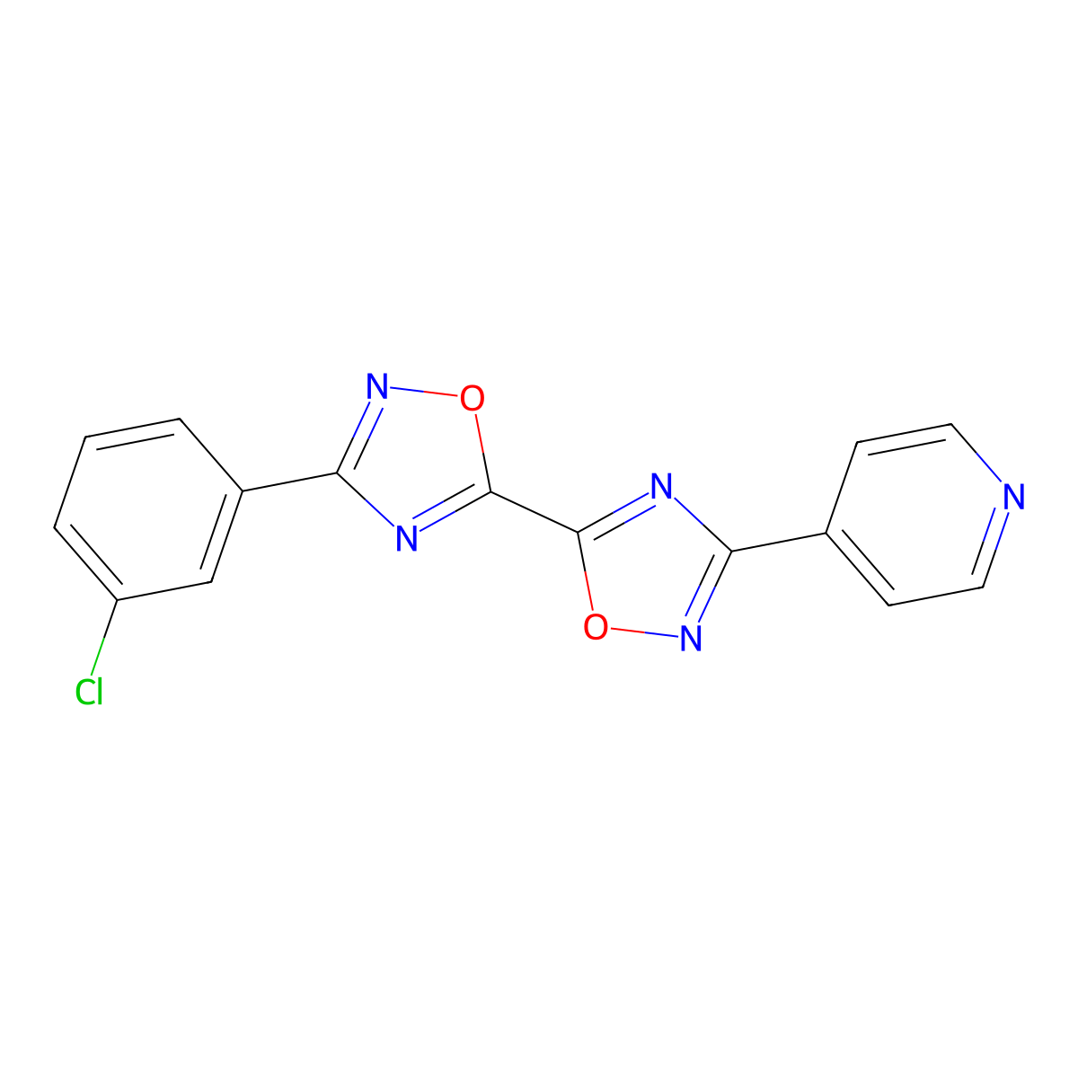 3-(3-Chlorophenyl)-3'-pyridin-4-yl-5,5'-bi-1,2,4-oxadiazole molecular structure, CAS 1775481-02-1