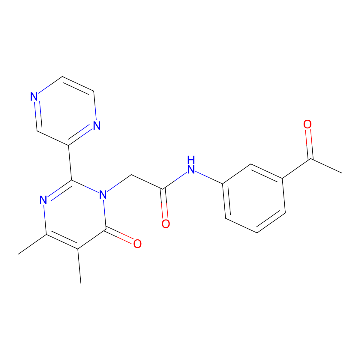 N-(3-Acetylphenyl)-2-[4,5-dimethyl-6-oxo-2-(pyrazin-2-YL)-1,6-dihydropyrimidin-1-YL]acetamide molecular structure, CAS 1775481-44-1