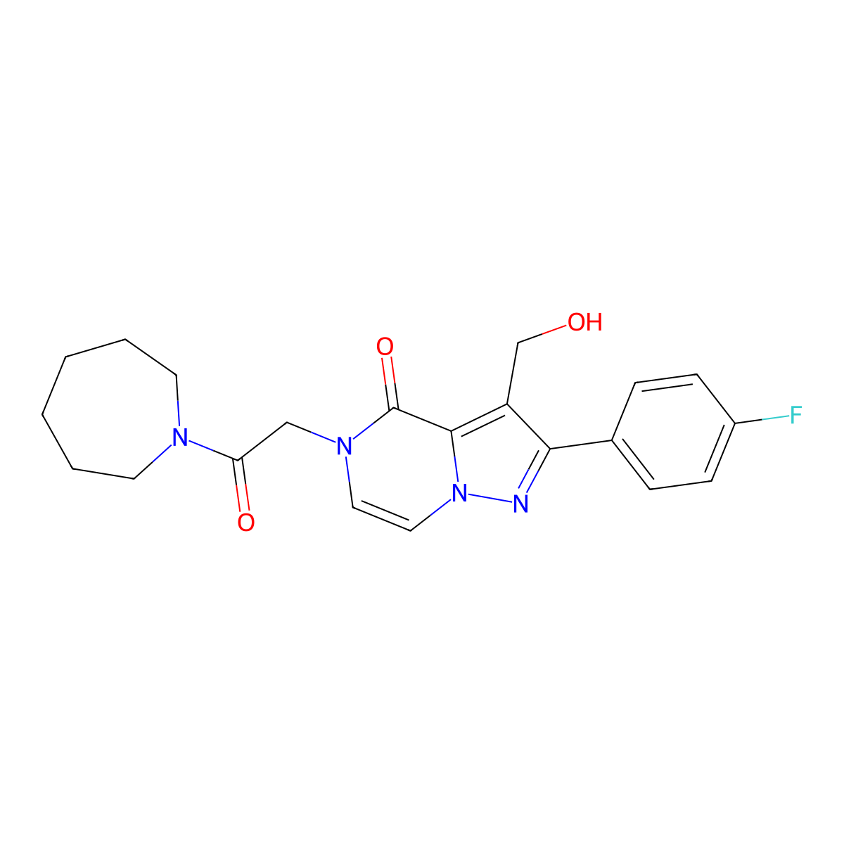 5-[2-(Azepan-1-YL)-2-oxoethyl]-2-(4-fluorophenyl)-3-(hydroxymethyl)-4H,5H-pyrazolo[1,5-A]pyrazin-4-one molecular structure, CAS 1775482-03-5