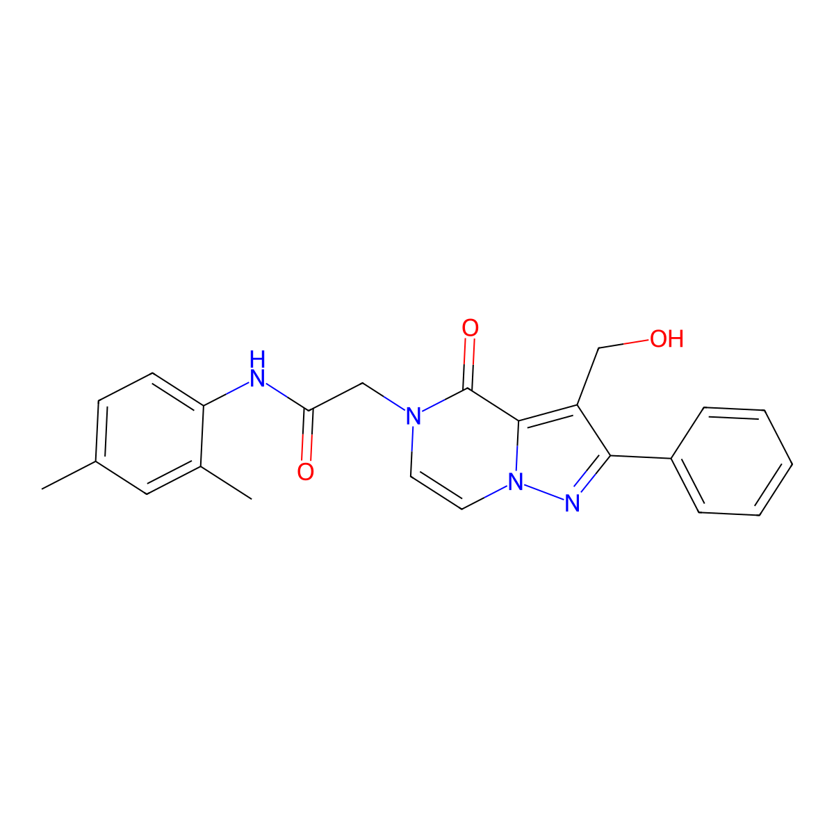 N-(2,4-Dimethylphenyl)-2-[3-(hydroxymethyl)-4-oxo-2-phenyl-4H,5H-pyrazolo[1,5-A]pyrazin-5-YL]acetamide molecular structure, CAS 1775482-16-0