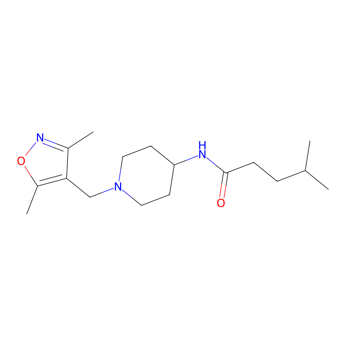 N-{1-[(3,5-Dimethyl-1,2-oxazol-4-YL)methyl]piperidin-4-YL}-4-methylpentanamide molecular structure, CAS 1775482-77-3