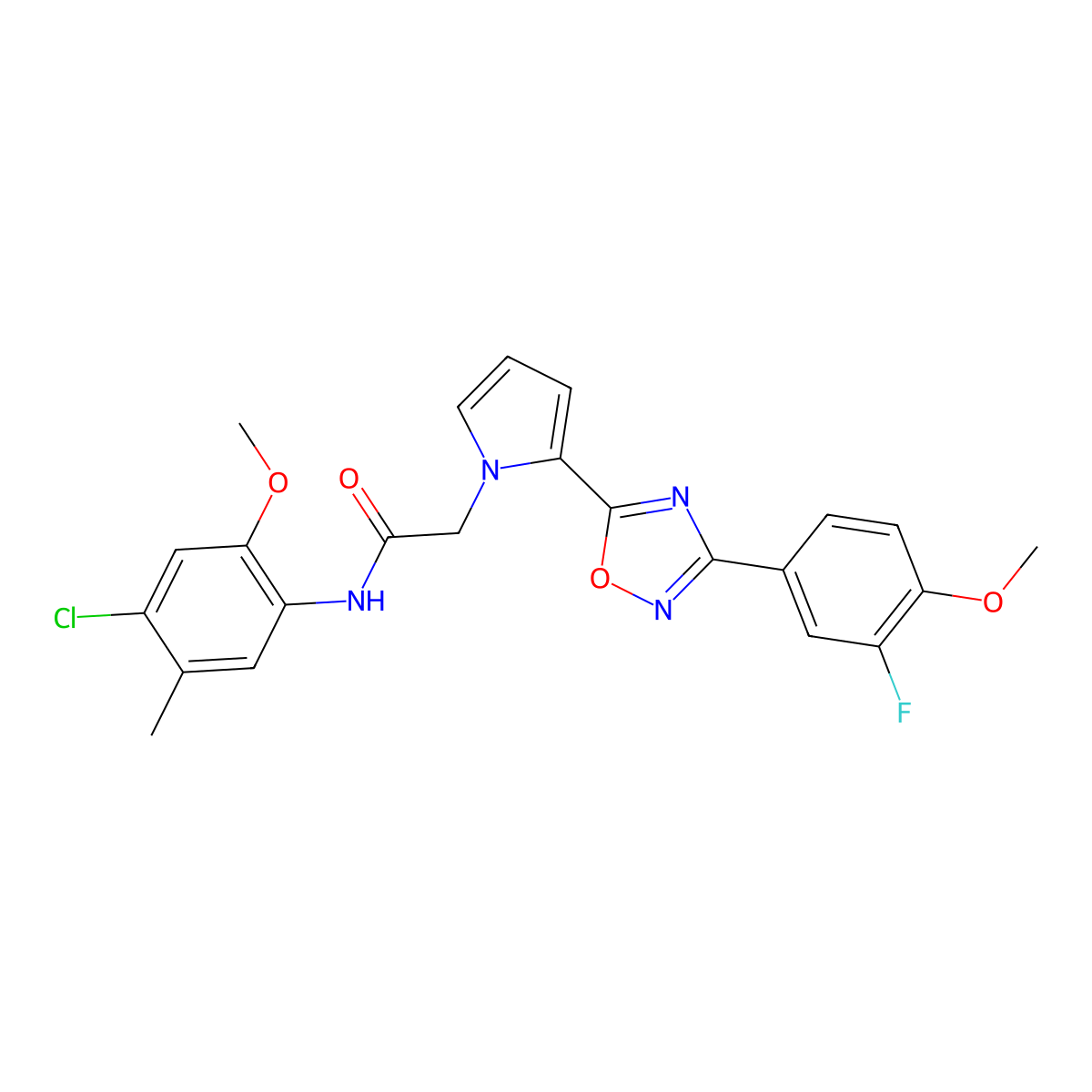 N-(4-chloro-2-methoxy-5-methylphenyl)-2-{2-[3-(3-fluoro-4-methoxyphenyl)-1,2,4-oxadiazol-5-yl]-1H-pyrrol-1-yl}acetamide molecular structure, CAS 1775482-98-8