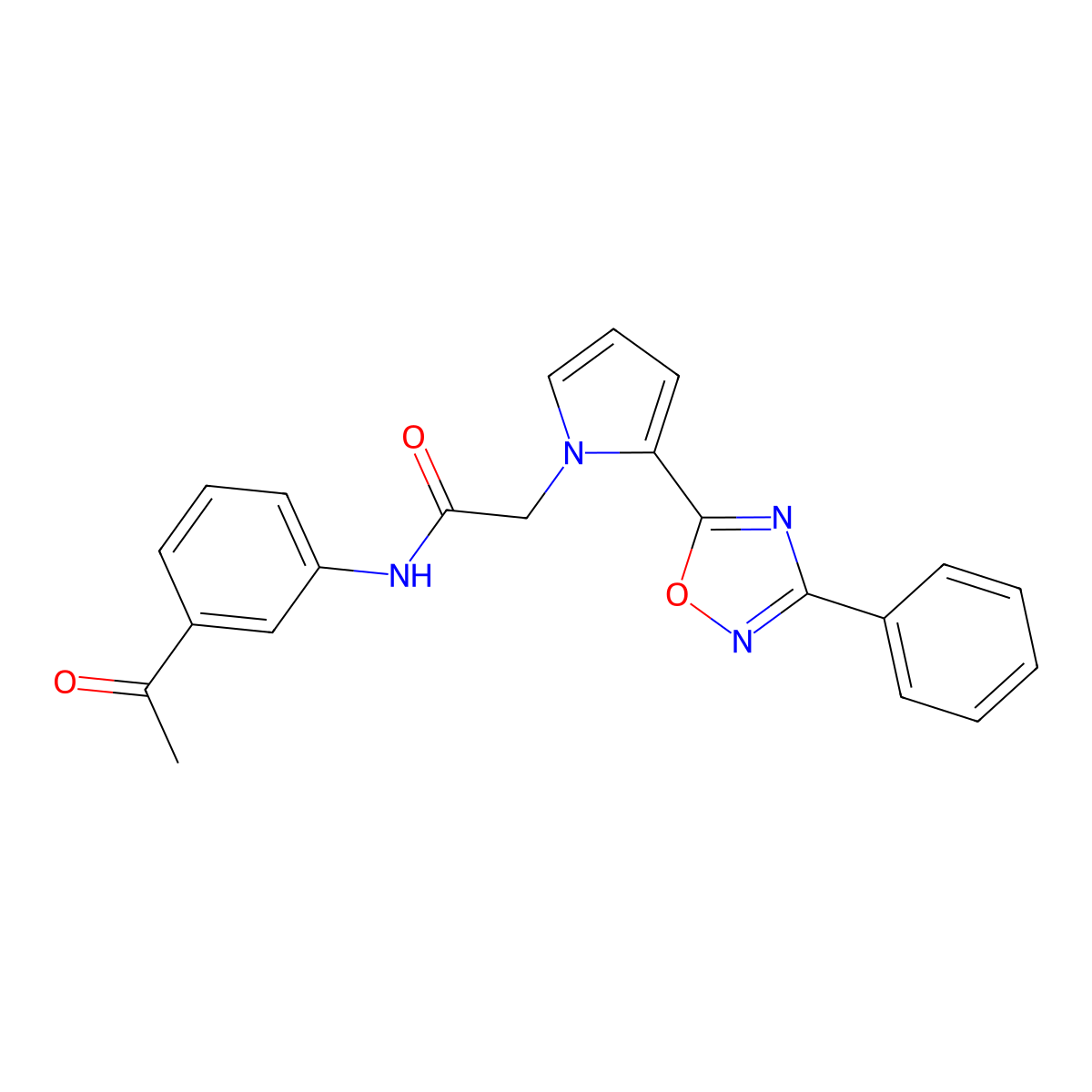 N-(3-acetylphenyl)-2-[2-(3-phenyl-1,2,4-oxadiazol-5-yl)-1H-pyrrol-1-yl]acetamide molecular structure, CAS 1775483-66-3