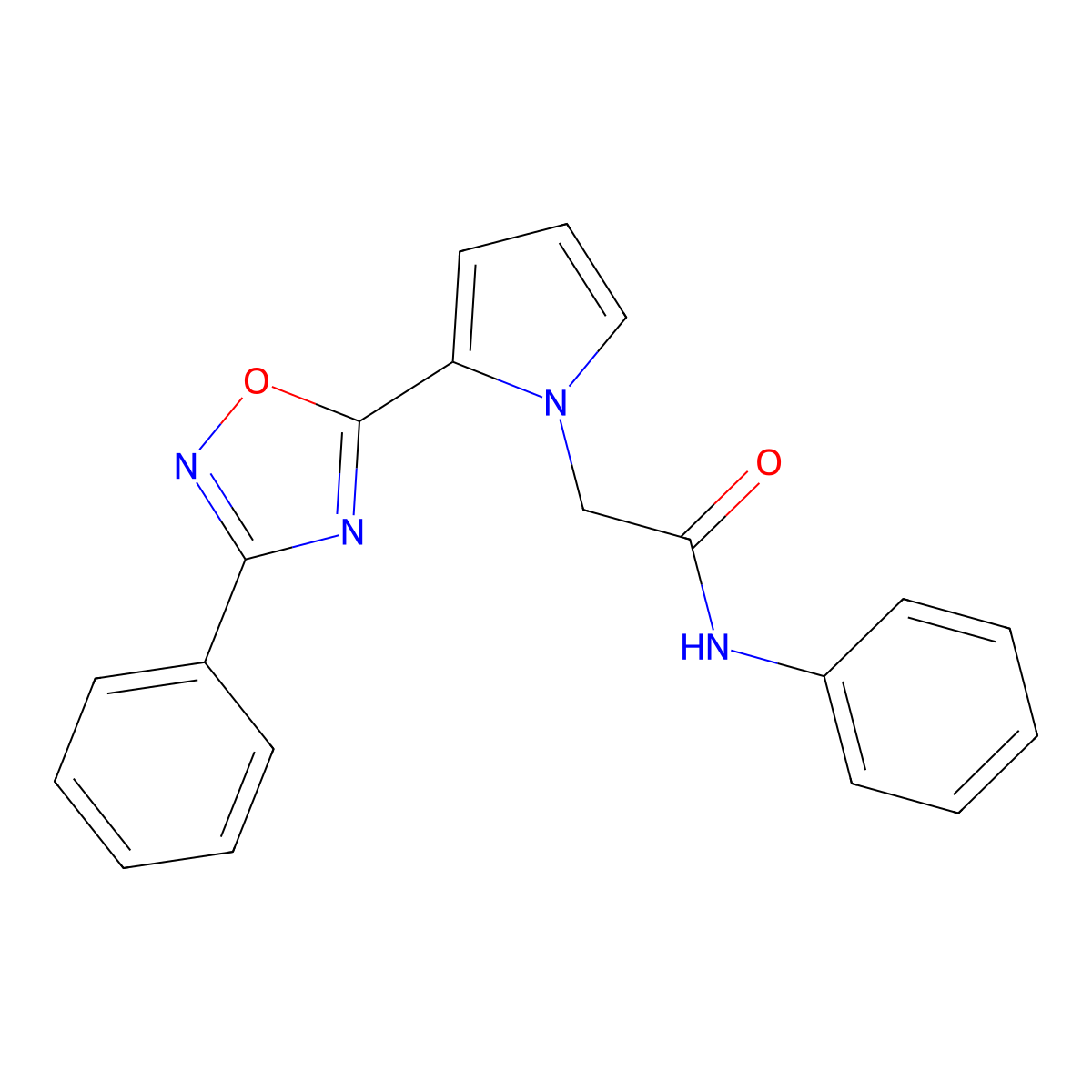 N-phenyl-2-[2-(3-phenyl-1,2,4-oxadiazol-5-yl)-1H-pyrrol-1-yl]acetamide molecular structure, CAS 1775483-86-7