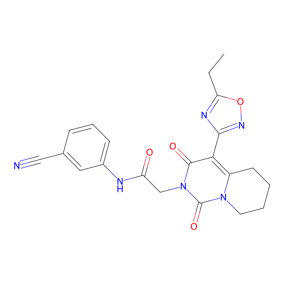 N-(3-cyanophenyl)-2-[4-(5-ethyl-1,2,4-oxadiazol-3-yl)-1,3-dioxo-5,6,7,8-tetrahydro-1H-pyrido[1,2-c]pyrimidin-2(3H)-yl]acetamide molecular structure, CAS 1775484-71-3