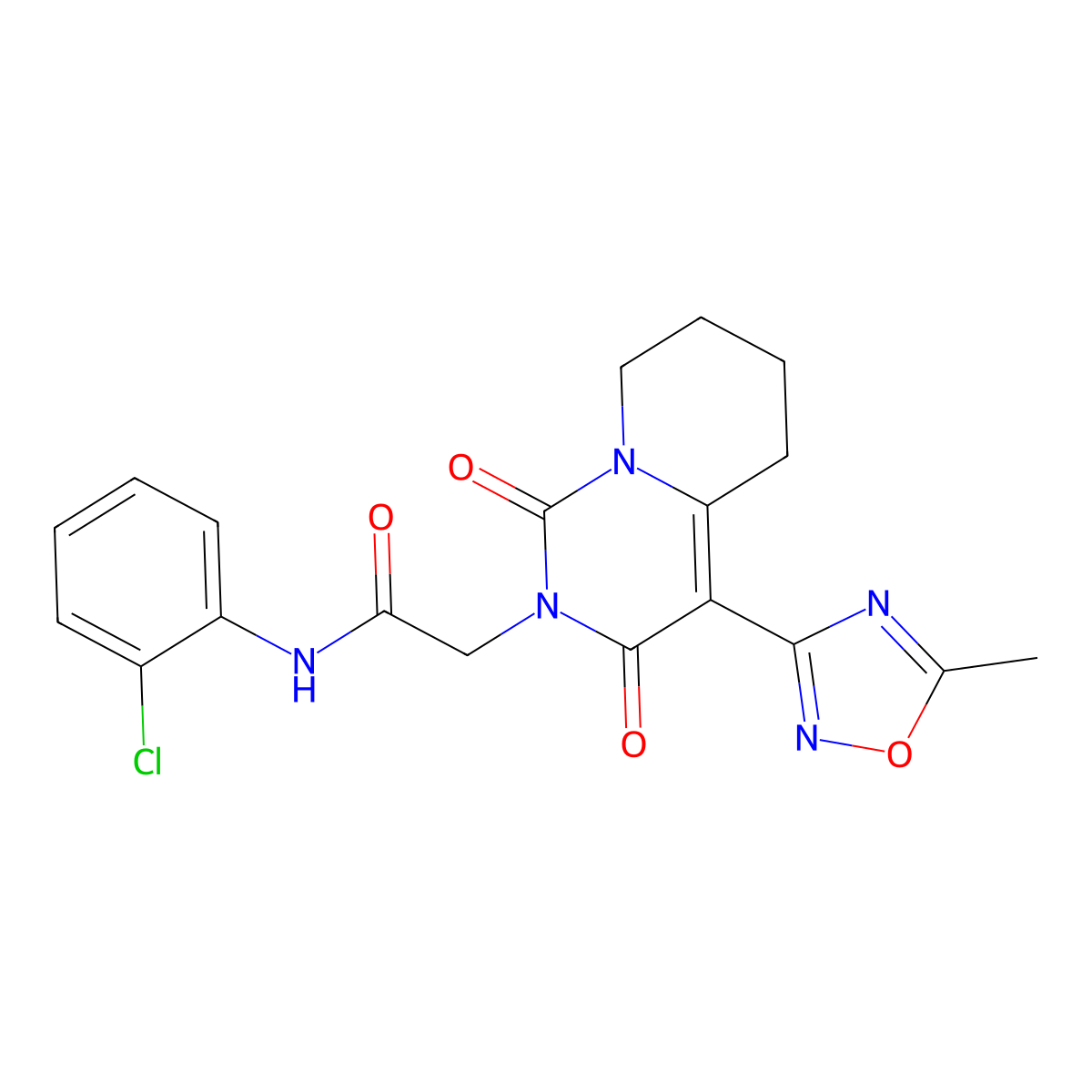 N-(2-Chlorophenyl)-2-[4-(5-methyl-1,2,4-oxadiazol-3-YL)-1,3-dioxo-1H,2H,3H,5H,6H,7H,8H-pyrido[1,2-C]pyrimidin-2-YL]acetamide molecular structure, CAS 1775484-97-3