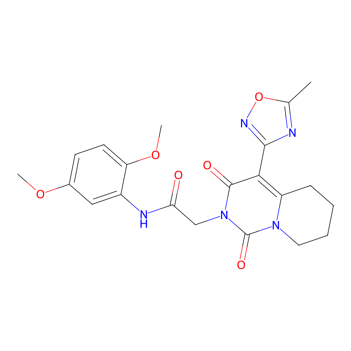 N-(2,5-dimethoxyphenyl)-2-[4-(5-methyl-1,2,4-oxadiazol-3-yl)-1,3-dioxo-5,6,7,8-tetrahydro-1H-pyrido[1,2-c]pyrimidin-2(3H)-yl]acetamide molecular structure, CAS 1775485-07-8