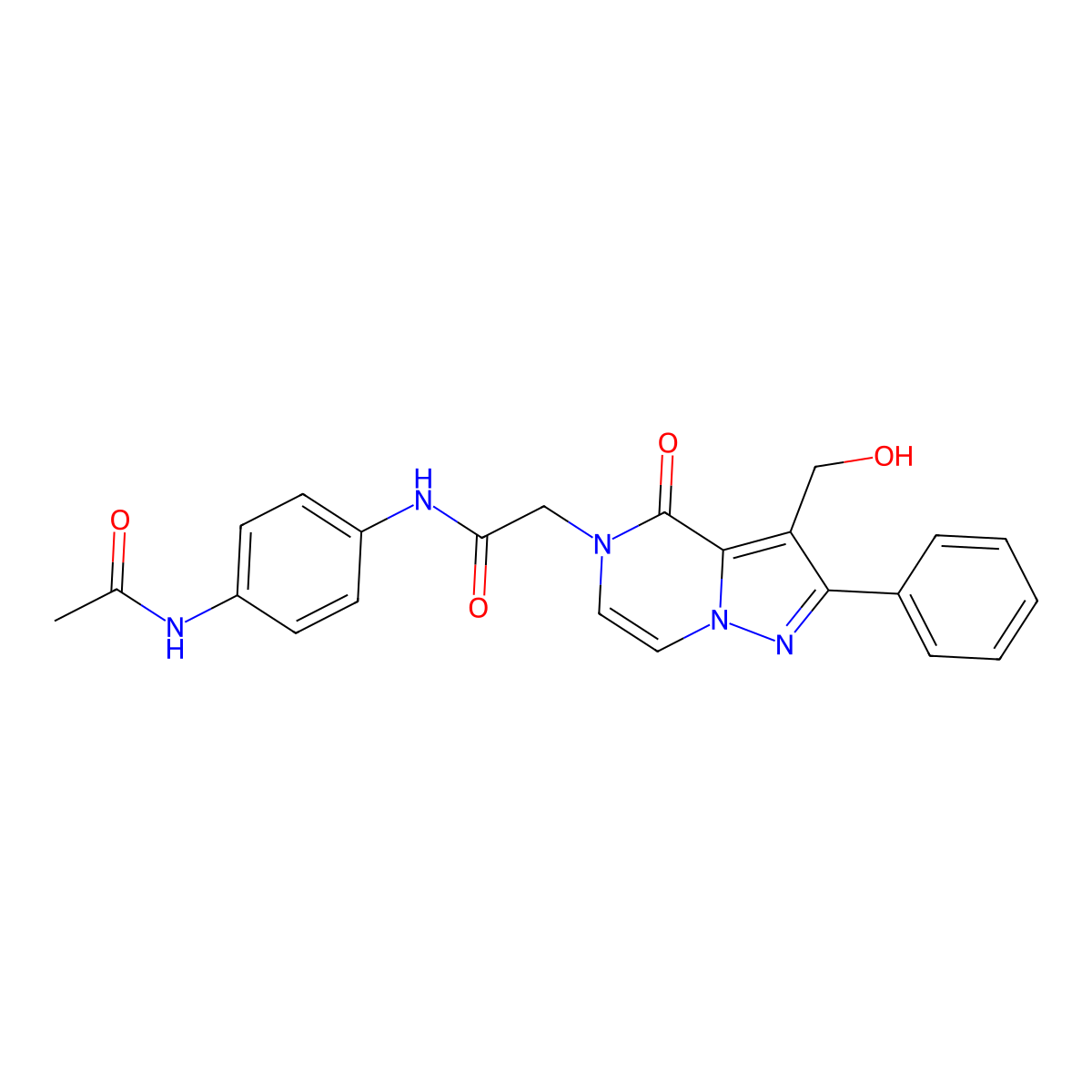 N-(4-Acetamidophenyl)-2-[3-(hydroxymethyl)-4-oxo-2-phenyl-4H,5H-pyrazolo[1,5-A]pyrazin-5-YL]acetamide molecular structure, CAS 1775485-49-8
