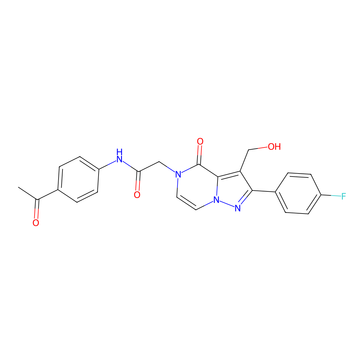 N-(4-Acetylphenyl)-2-[2-(4-fluorophenyl)-3-(hydroxymethyl)-4-oxo-4H,5H-pyrazolo[1,5-A]pyrazin-5-YL]acetamide molecular structure, CAS 1775487-75-6