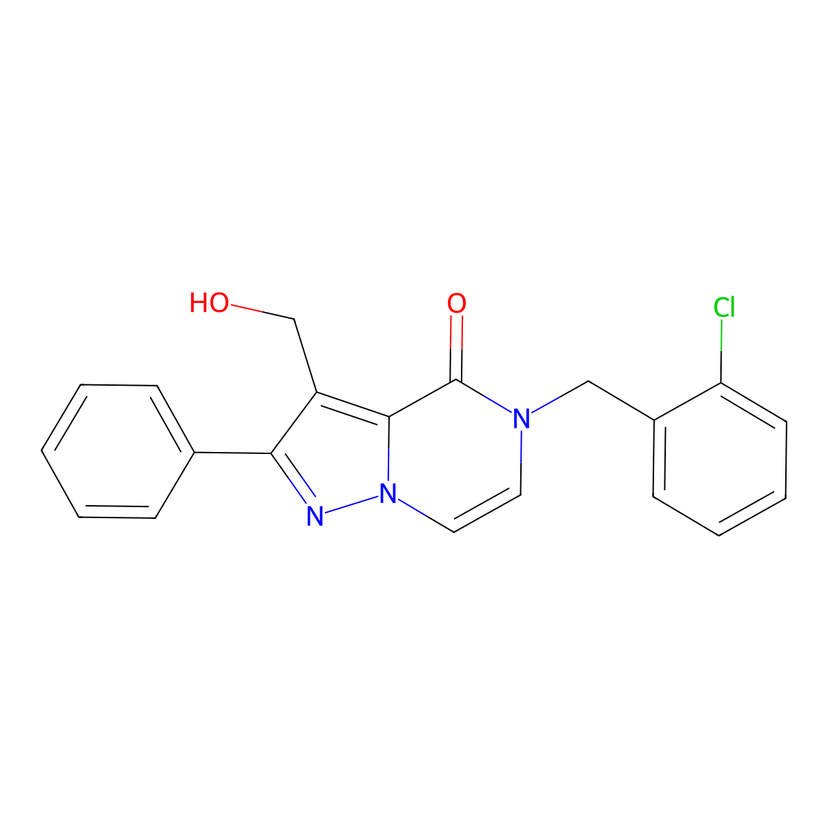 5-[(2-Chlorophenyl)methyl]-3-(hydroxymethyl)-2-phenyl-4H,5H-pyrazolo[1,5-A]pyrazin-4-one molecular structure, CAS 1775488-36-2