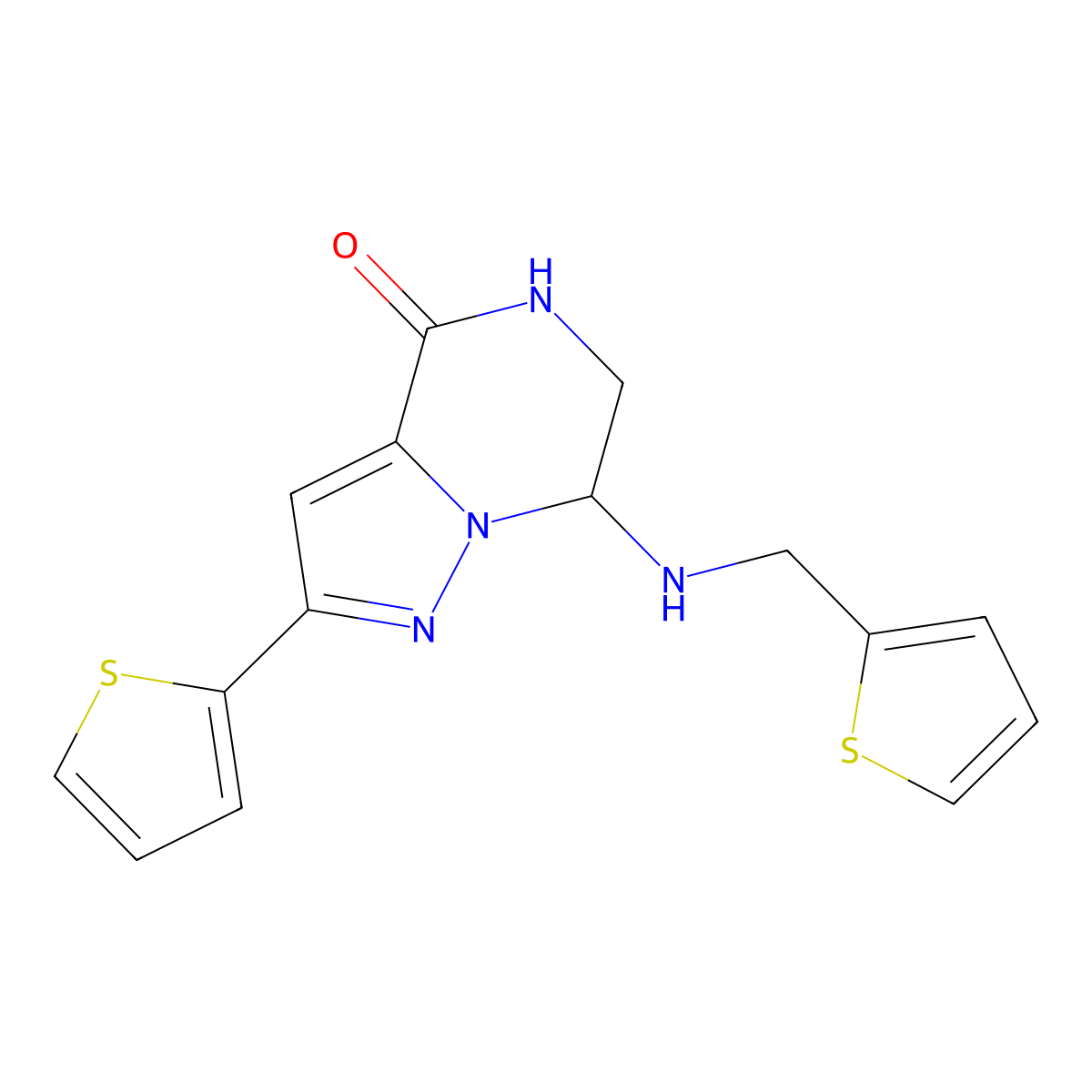 2-(2-thienyl)-7-[(2-thienylmethyl)amino]-6,7-dihydropyrazolo[1,5-a]pyrazin-4(5H)-one molecular structure, CAS 1775488-42-0