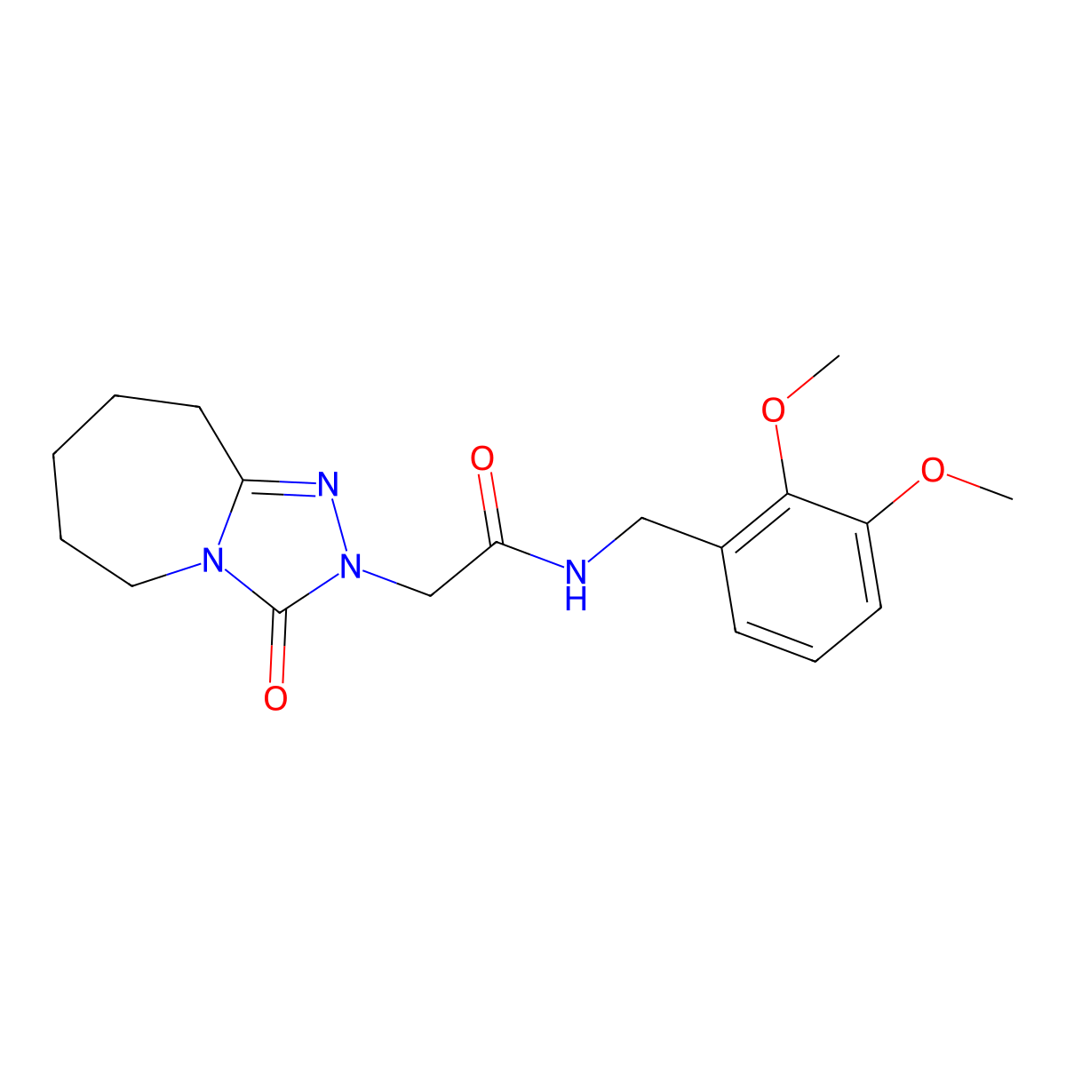N-[(2,3-Dimethoxyphenyl)methyl]-2-{3-oxo-2H,3H,5H,6H,7H,8H,9H-[1,2,4]triazolo[4,3-A]azepin-2-YL}acetamide molecular structure, CAS 1775488-53-3