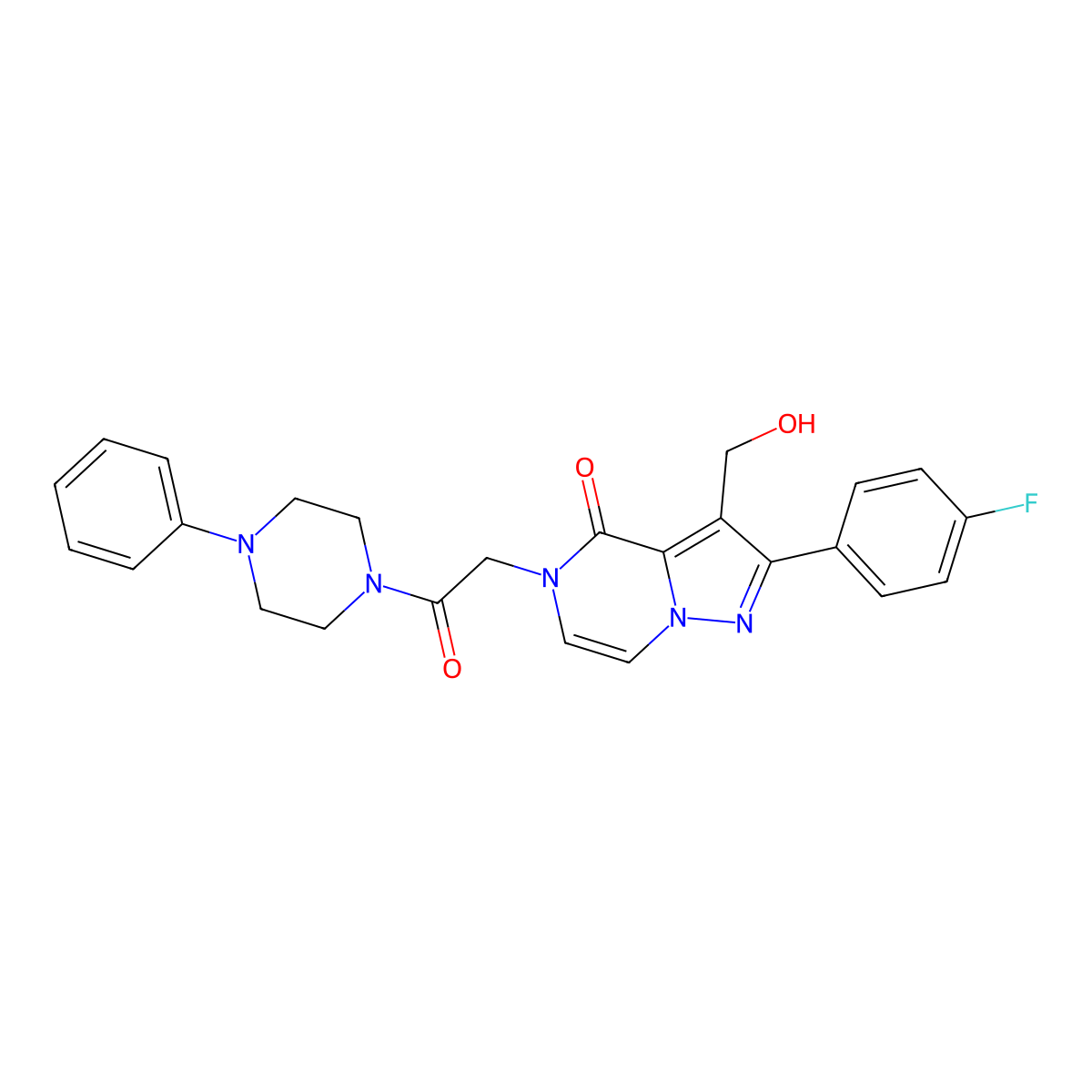 2-(4-Fluorophenyl)-3-(hydroxymethyl)-5-[2-oxo-2-(4-phenylpiperazin-1-YL)ethyl]-4H,5H-pyrazolo[1,5-A]pyrazin-4-one molecular structure, CAS 1775489-16-1