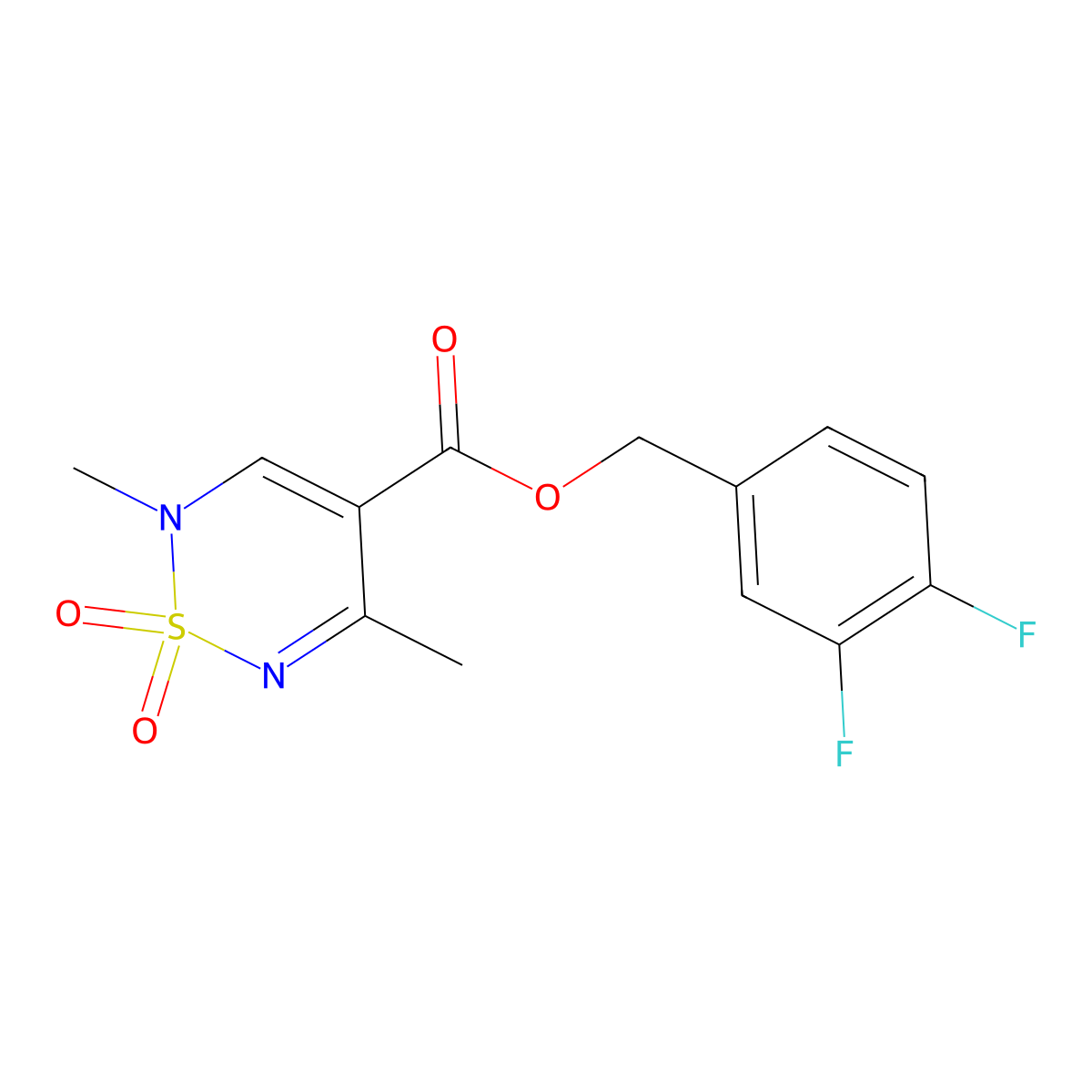 3,4-Difluorobenzyl 2,5-dimethyl-1,1-dioxo-1,2-dihydro-1,2,6-thiadiazine-4-carboxylate molecular structure, CAS 1775489-28-5
