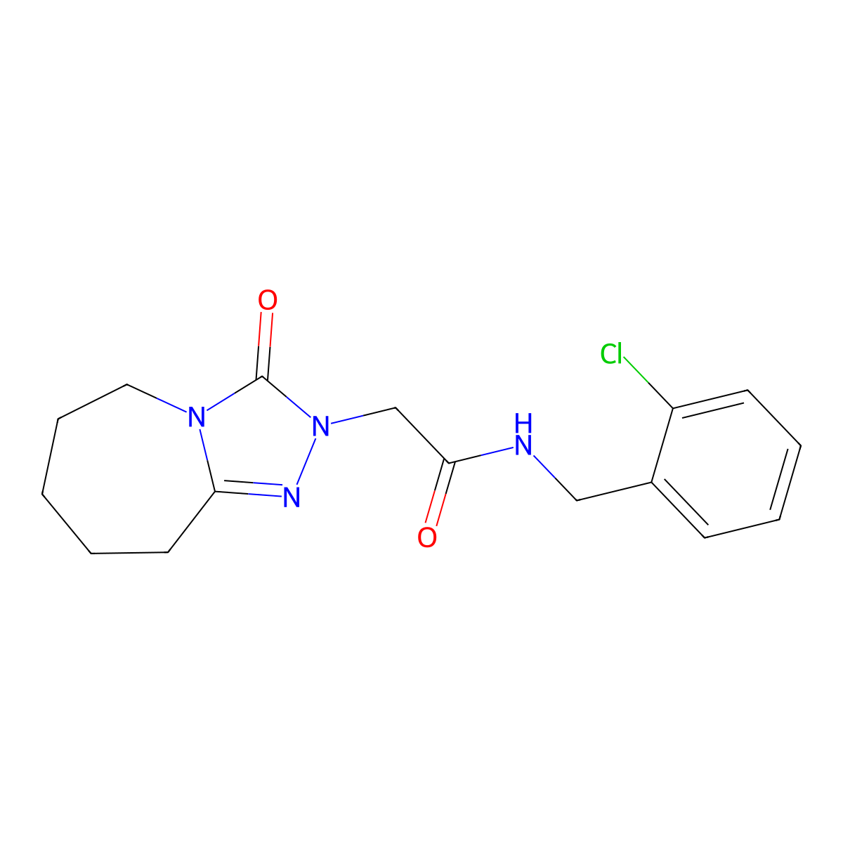 N-[(2-Chlorophenyl)methyl]-2-{3-oxo-2H,3H,5H,6H,7H,8H,9H-[1,2,4]triazolo[4,3-A]azepin-2-YL}acetamide molecular structure, CAS 1775491-28-5